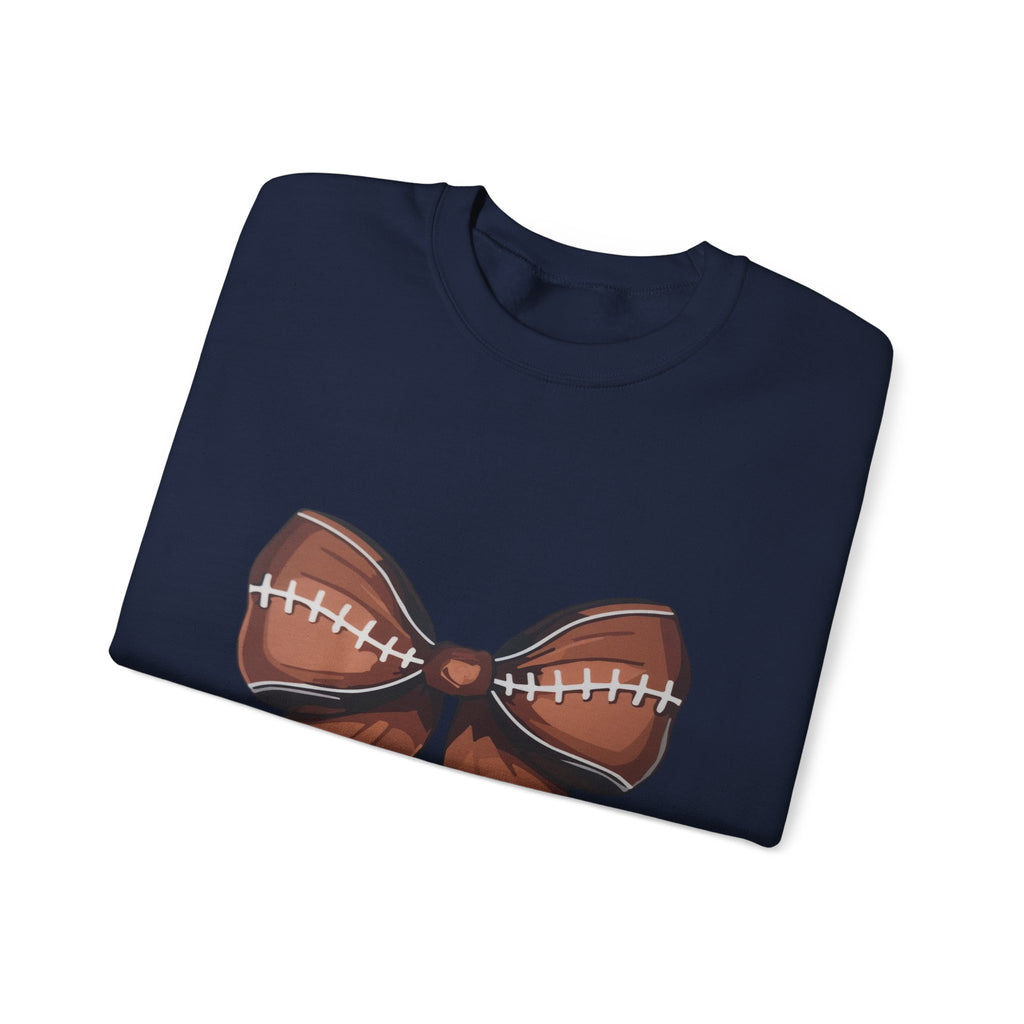 Football Bow Sweatshirt - Cute Game Day Ribbon Crewneck for Fans