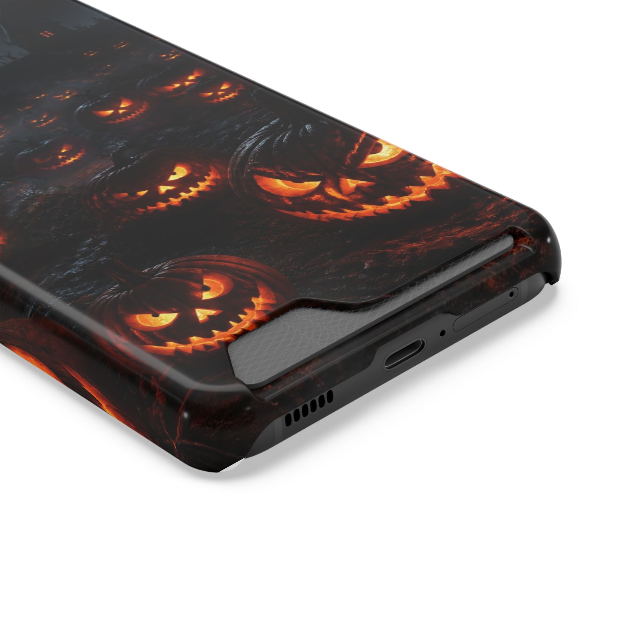 Halloween Jack-o'-Lantern Phone Card Case — Spooky Pumpkin Wallet Case
