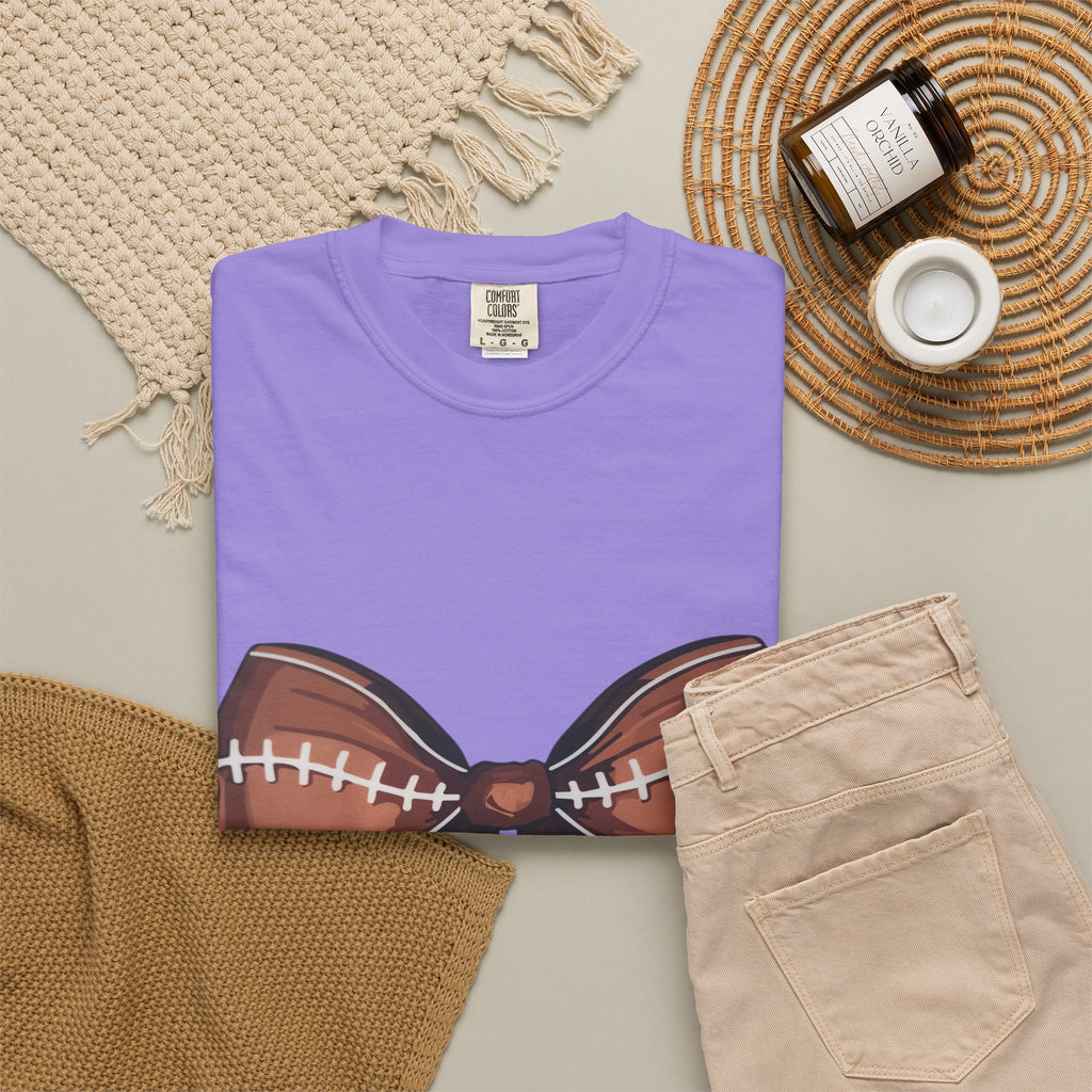 Football Bow T-Shirt — Game Day Sports Bow Graphic Tee