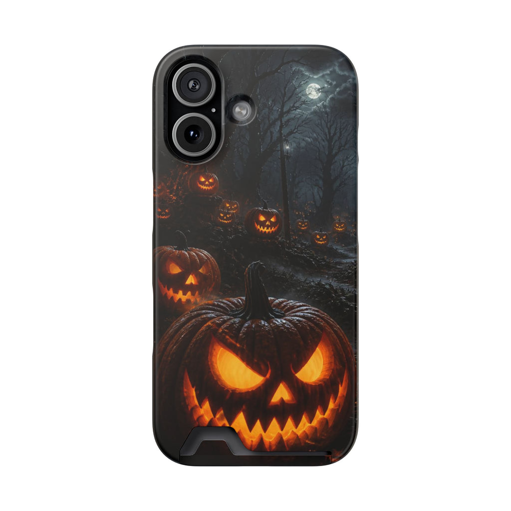 Halloween Jack-O'-Lantern Phone Card Case — Spooky Pumpkin Wallet Phone Case