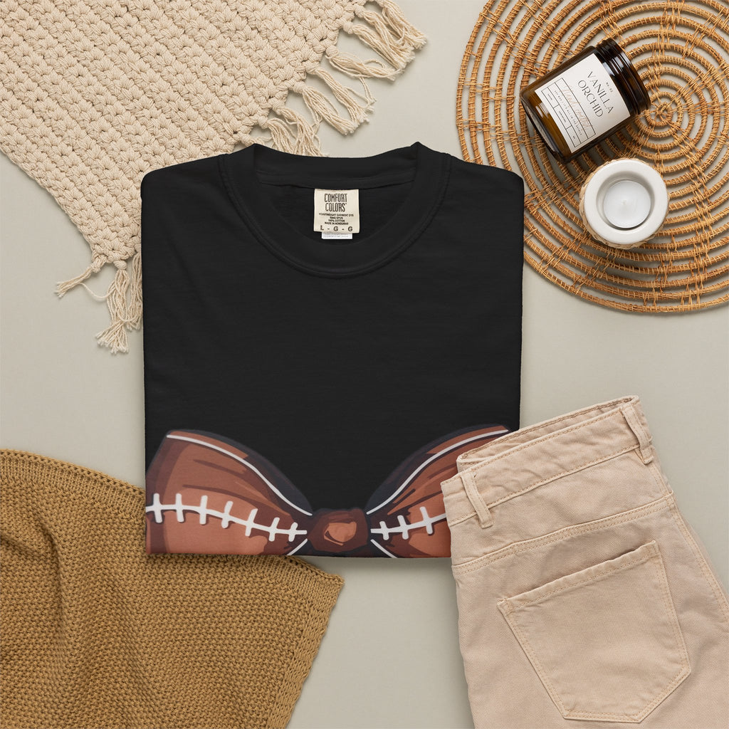 Football Bow T-Shirt — Game Day Sports Bow Graphic Tee