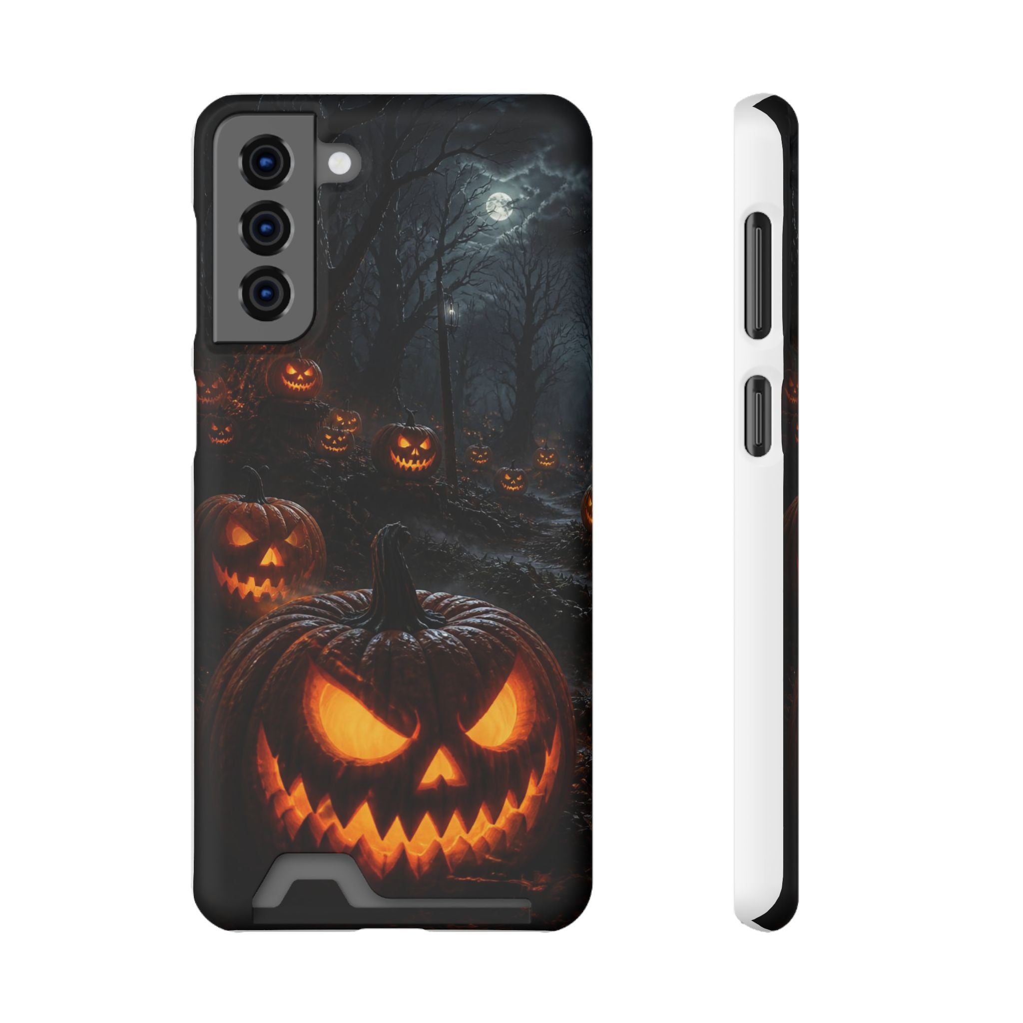 Halloween Jack-O'-Lantern Phone Card Case — Spooky Pumpkin Wallet Phone Case