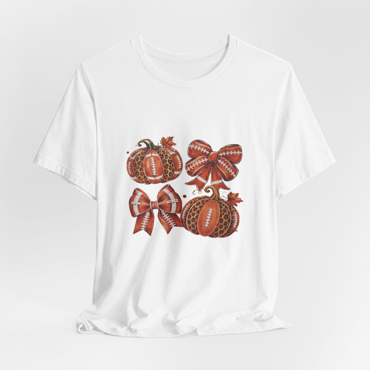 Pumpkin & Bow Fall Tee — Rustic Thanksgiving Pumpkin Graphic T-Shirt