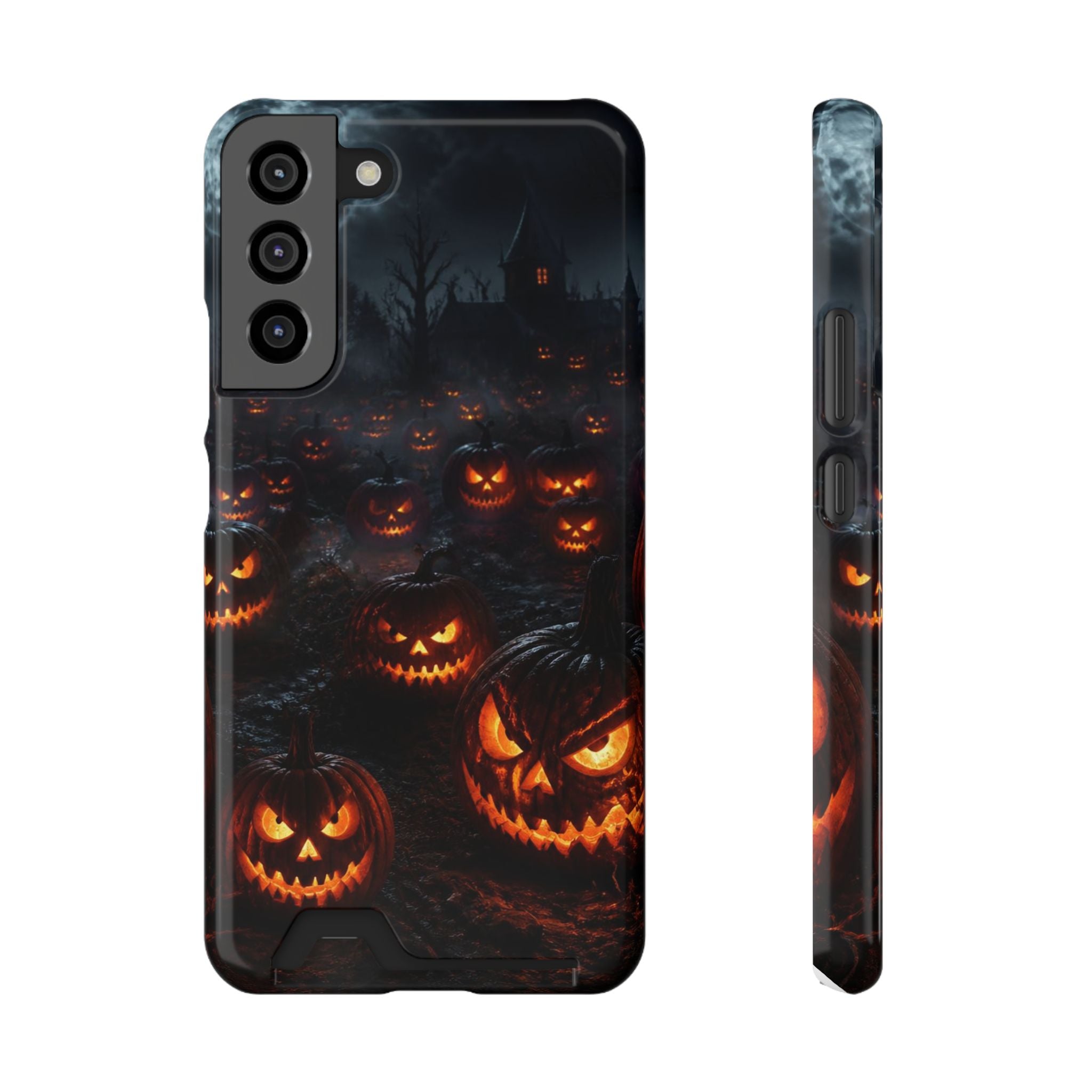Halloween Jack-o'-Lantern Phone Card Case — Spooky Pumpkin Wallet Case