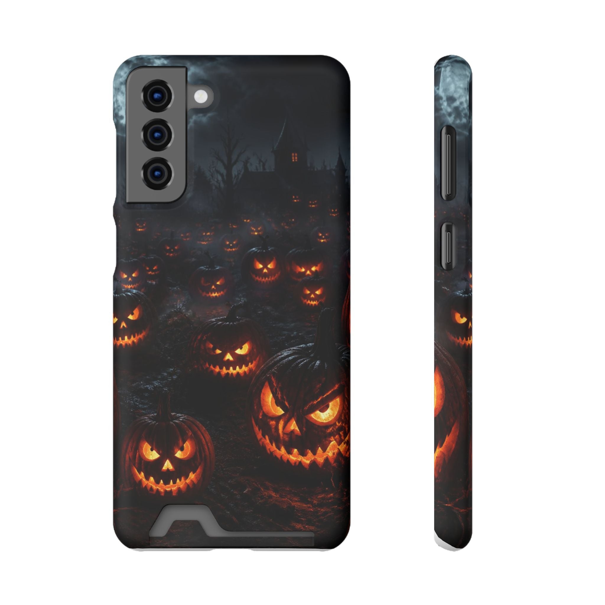 Halloween Jack-o'-Lantern Phone Card Case — Spooky Pumpkin Wallet Case