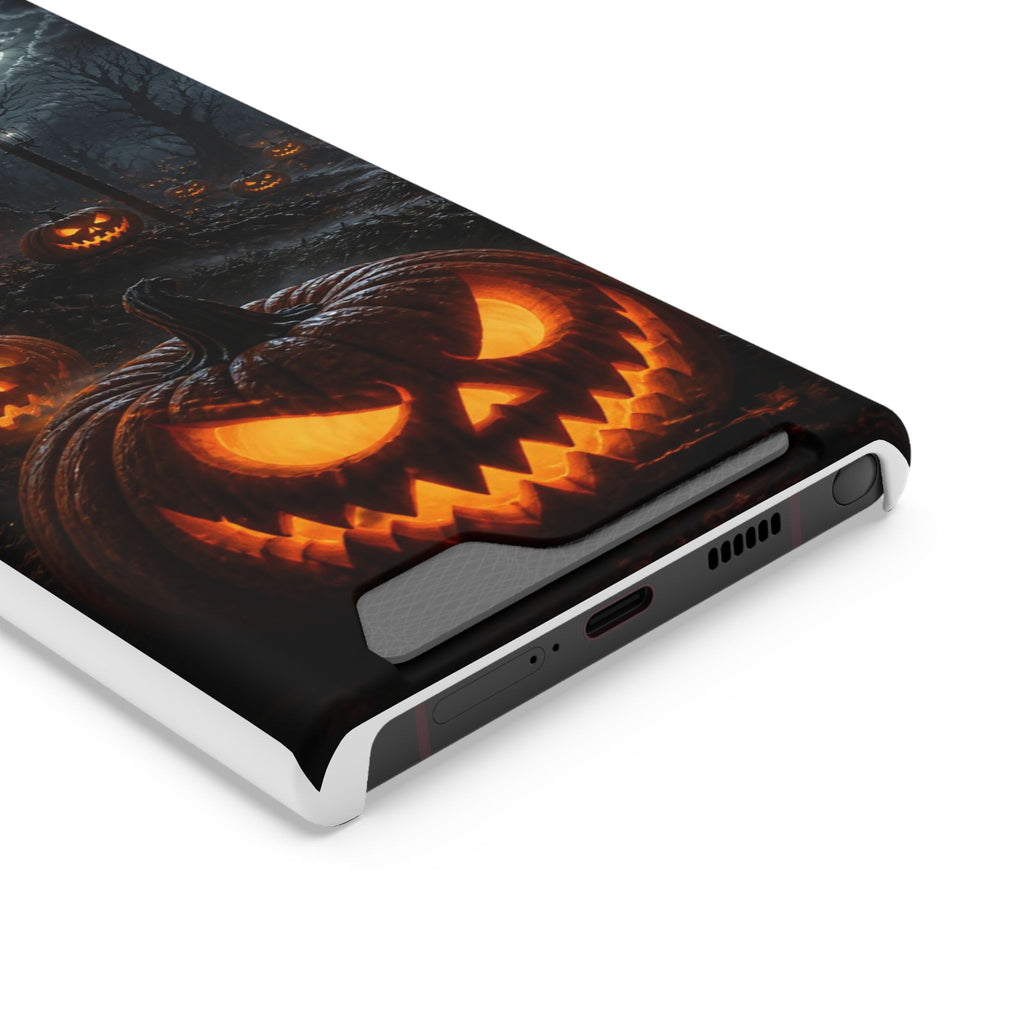 Halloween Jack-O'-Lantern Phone Card Case — Spooky Pumpkin Wallet Phone Case
