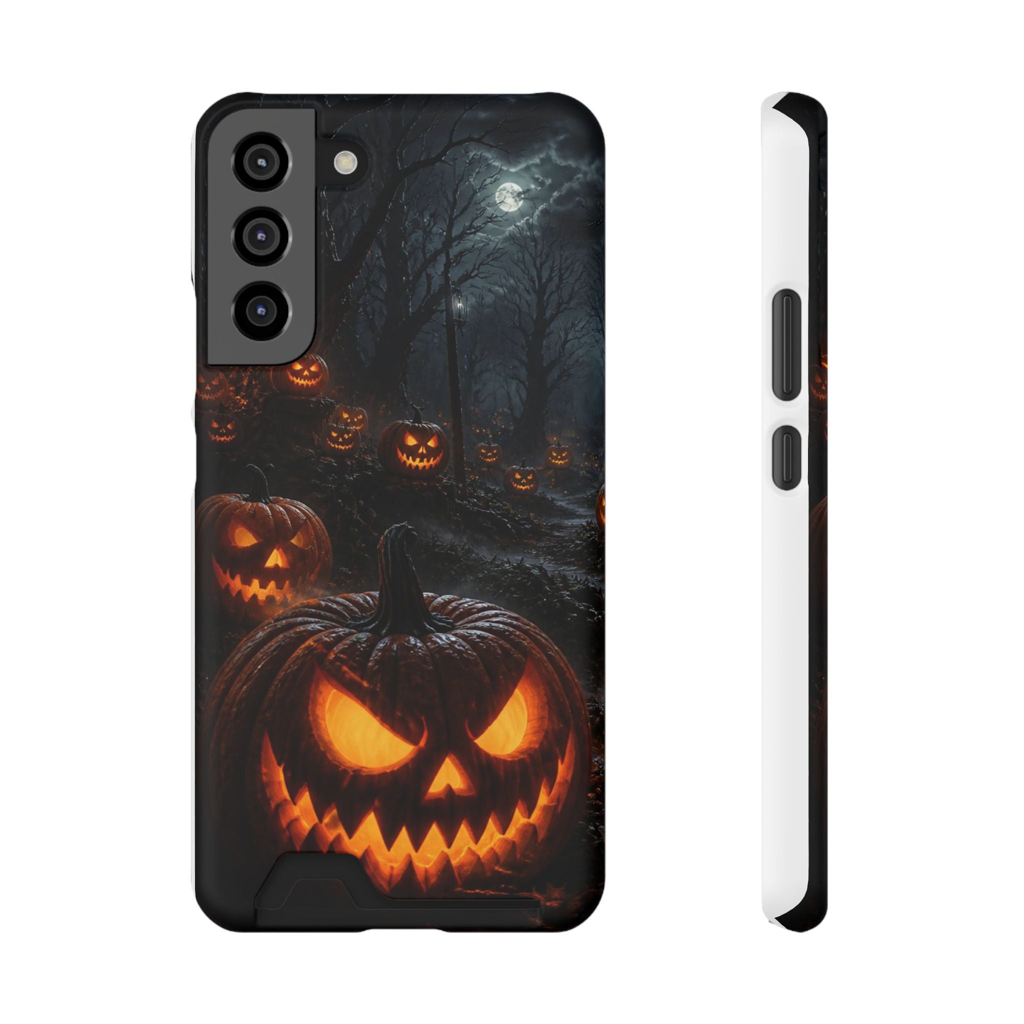 Halloween Jack-O'-Lantern Phone Card Case — Spooky Pumpkin Wallet Phone Case