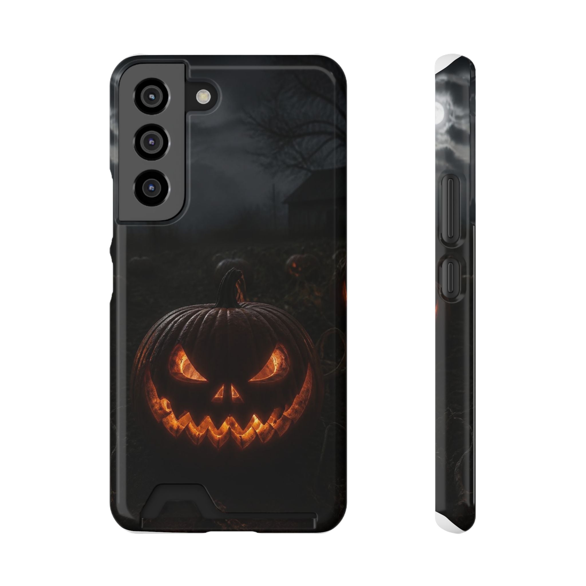 Jack-O'-Lantern Halloween Phone Card Case — Spooky Pumpkin Wallet Phone Case