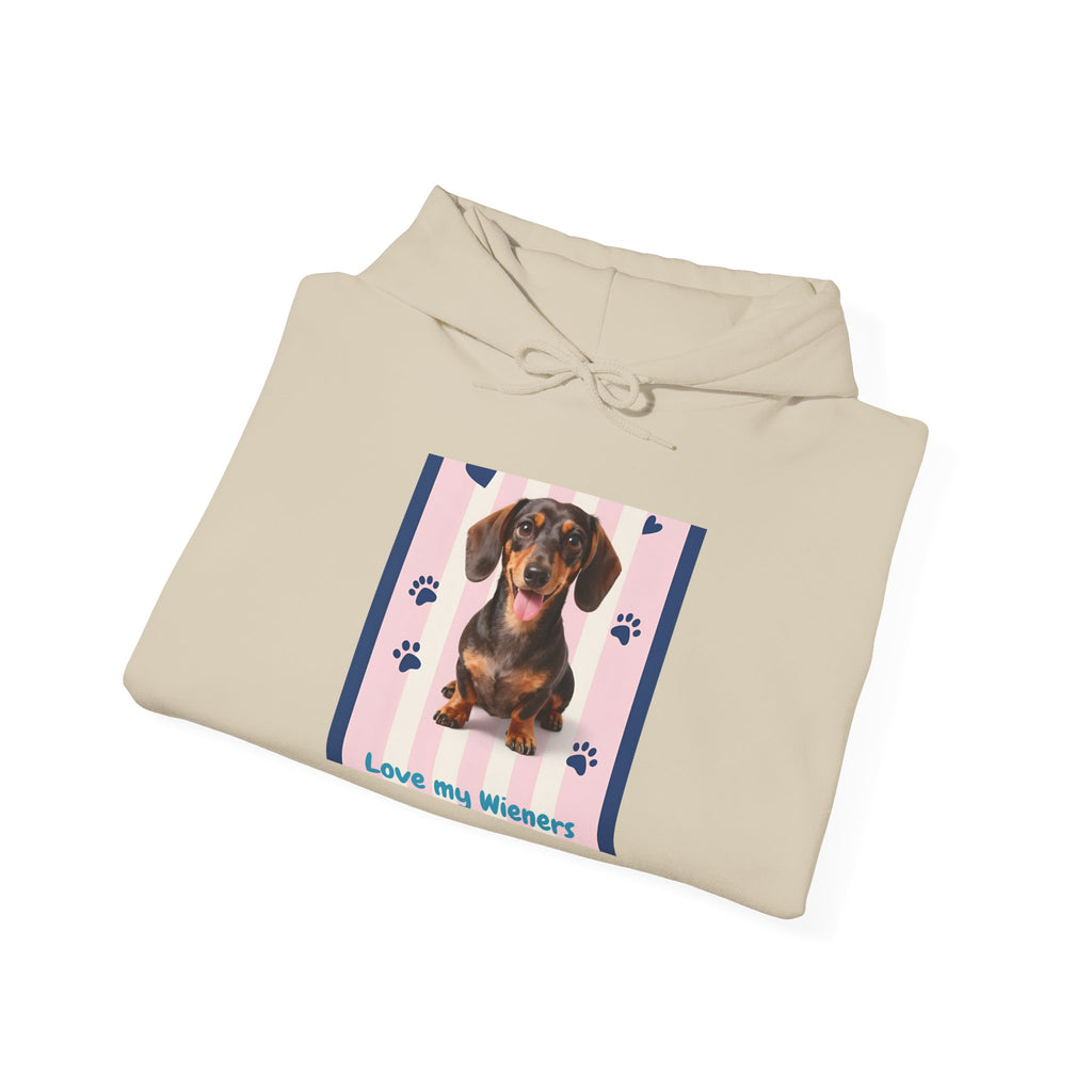 Dachshund “Love My Wieners” Hoodie – Cute Puppy Paw Print Sweatshirt