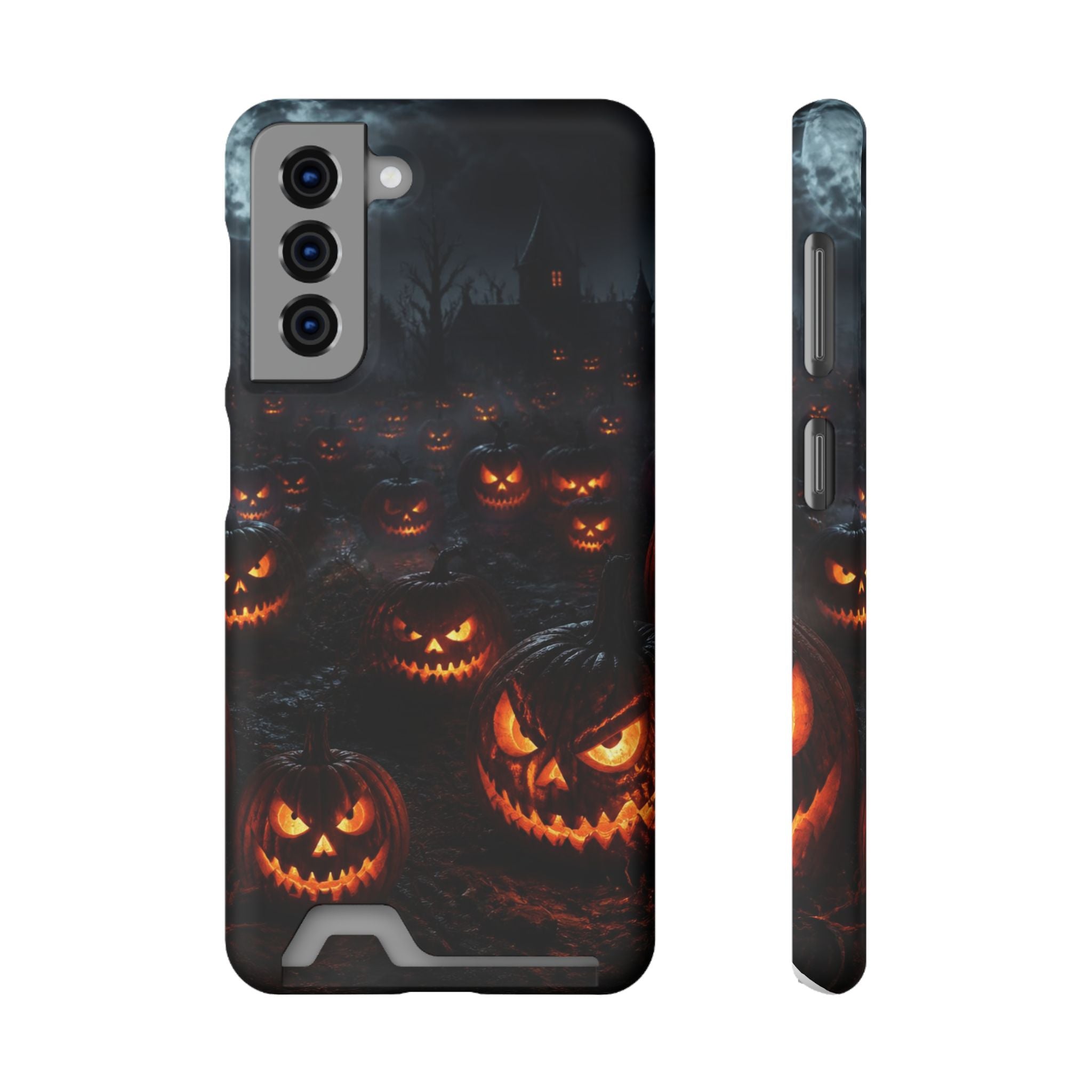 Halloween Jack-o'-Lantern Phone Card Case — Spooky Pumpkin Wallet Case