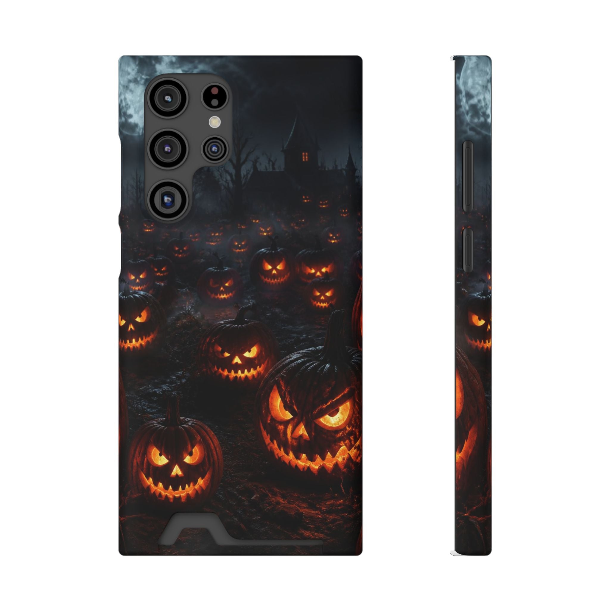 Halloween Jack-o'-Lantern Phone Card Case — Spooky Pumpkin Wallet Case