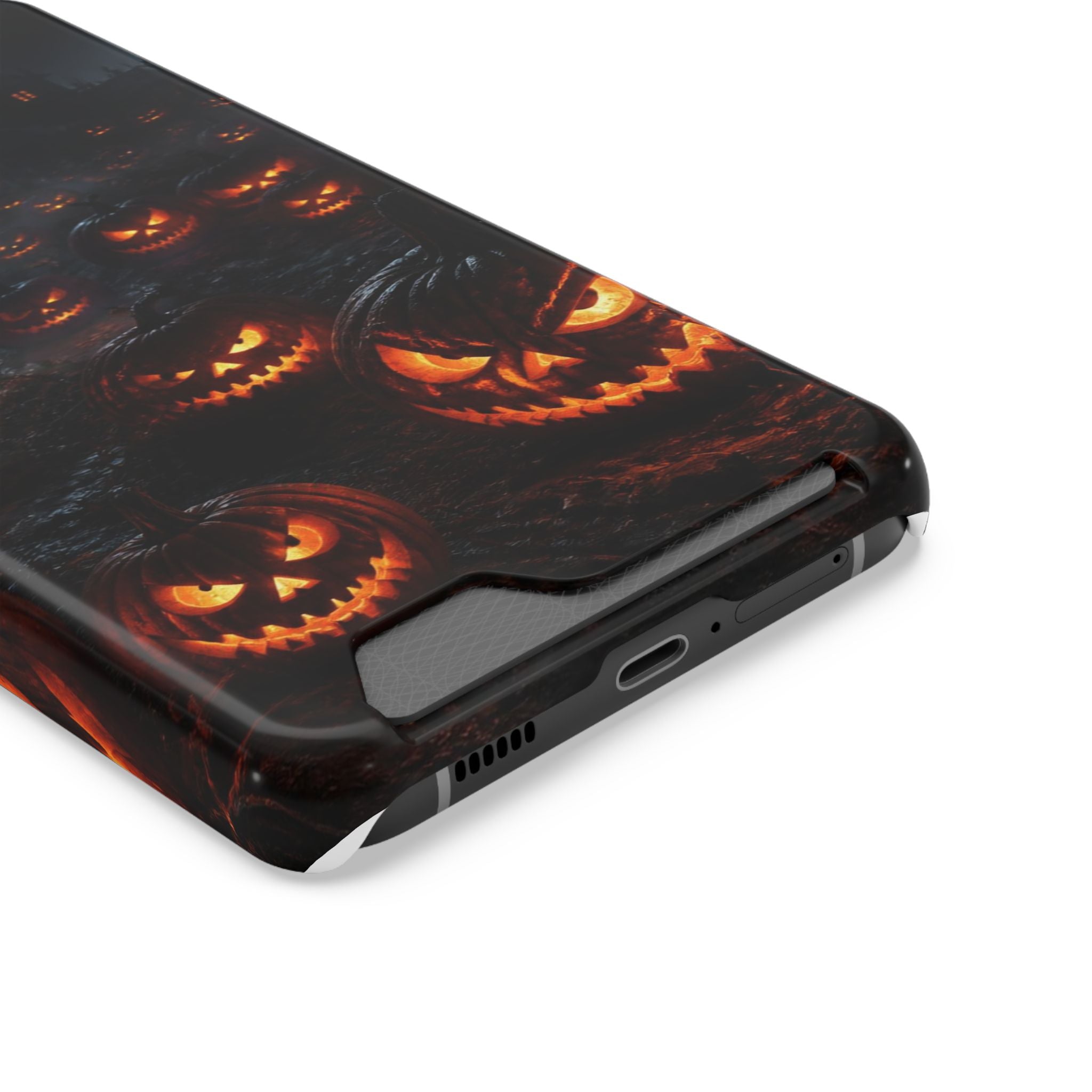 Halloween Jack-o'-Lantern Phone Card Case — Spooky Pumpkin Wallet Case