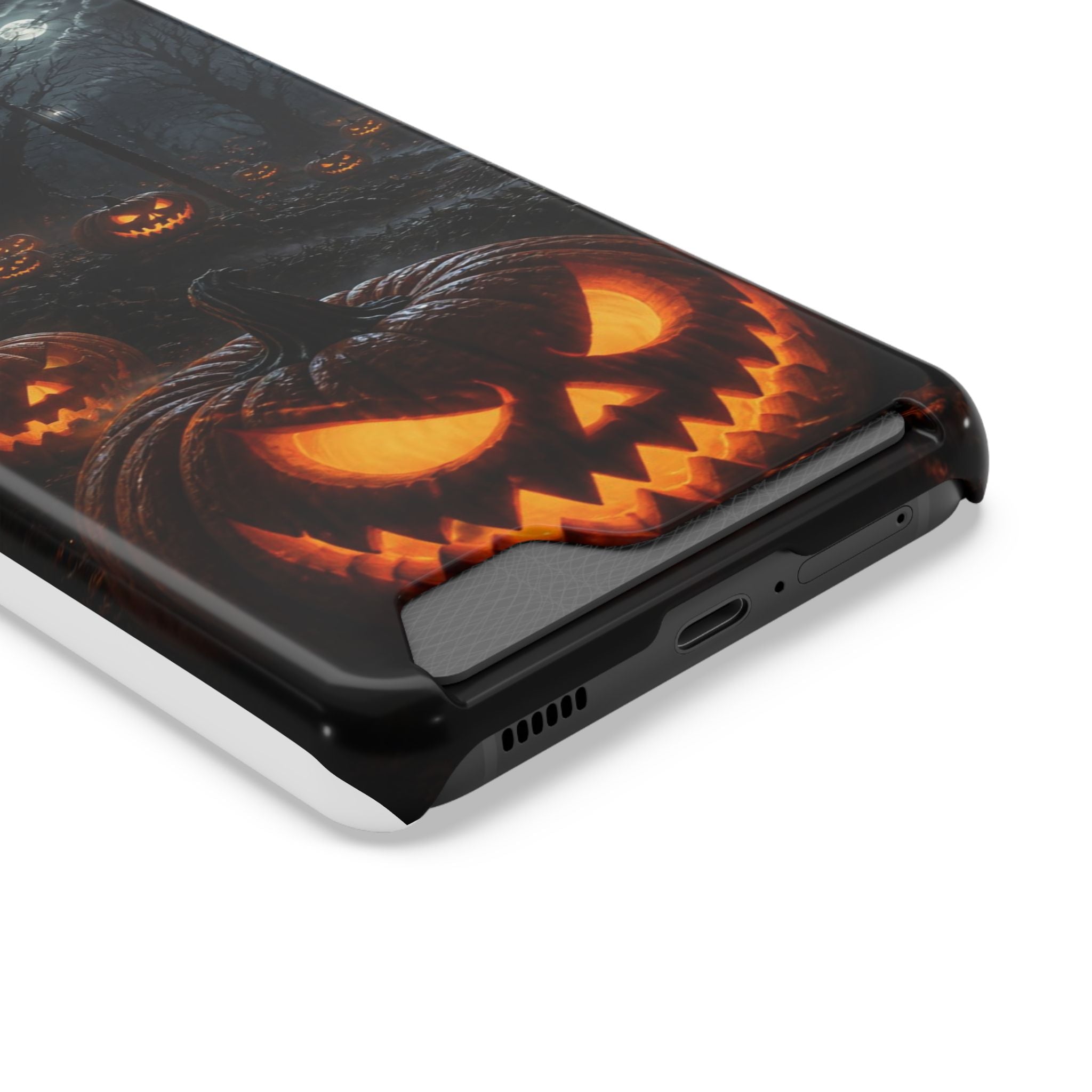 Halloween Jack-O'-Lantern Phone Card Case — Spooky Pumpkin Wallet Phone Case