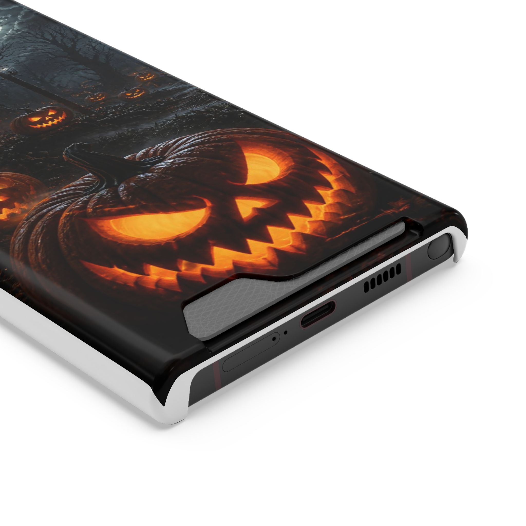 Halloween Jack-O'-Lantern Phone Card Case — Spooky Pumpkin Wallet Phone Case