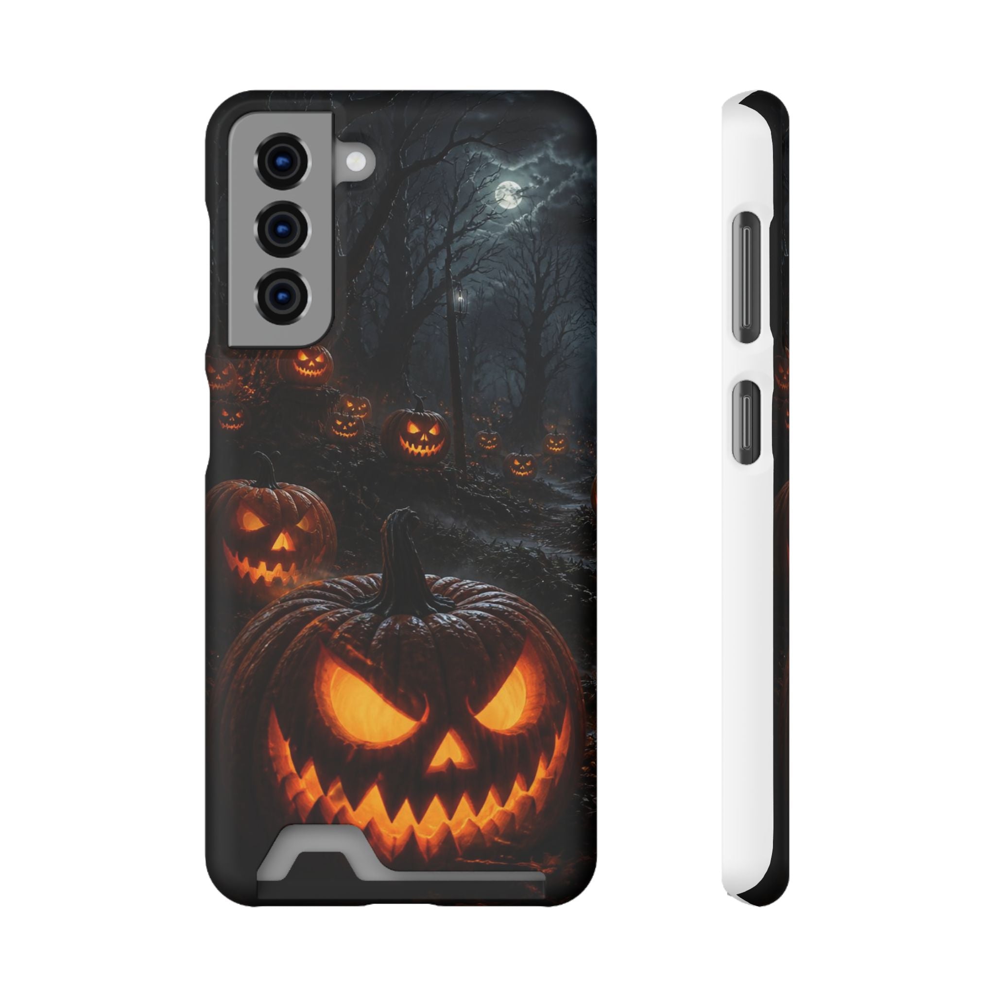 Halloween Jack-O'-Lantern Phone Card Case — Spooky Pumpkin Wallet Phone Case