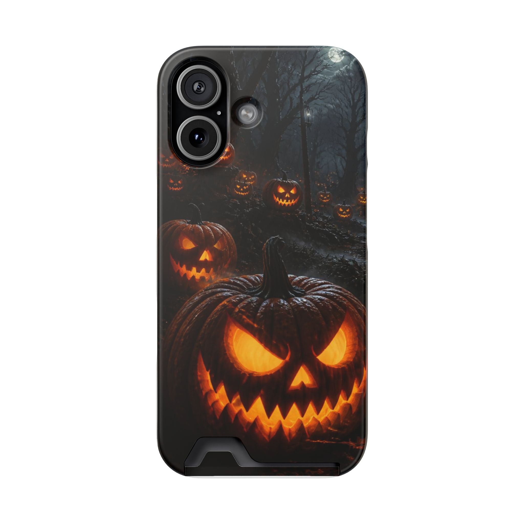 Halloween Jack-O'-Lantern Phone Card Case — Spooky Pumpkin Night Wallet Case