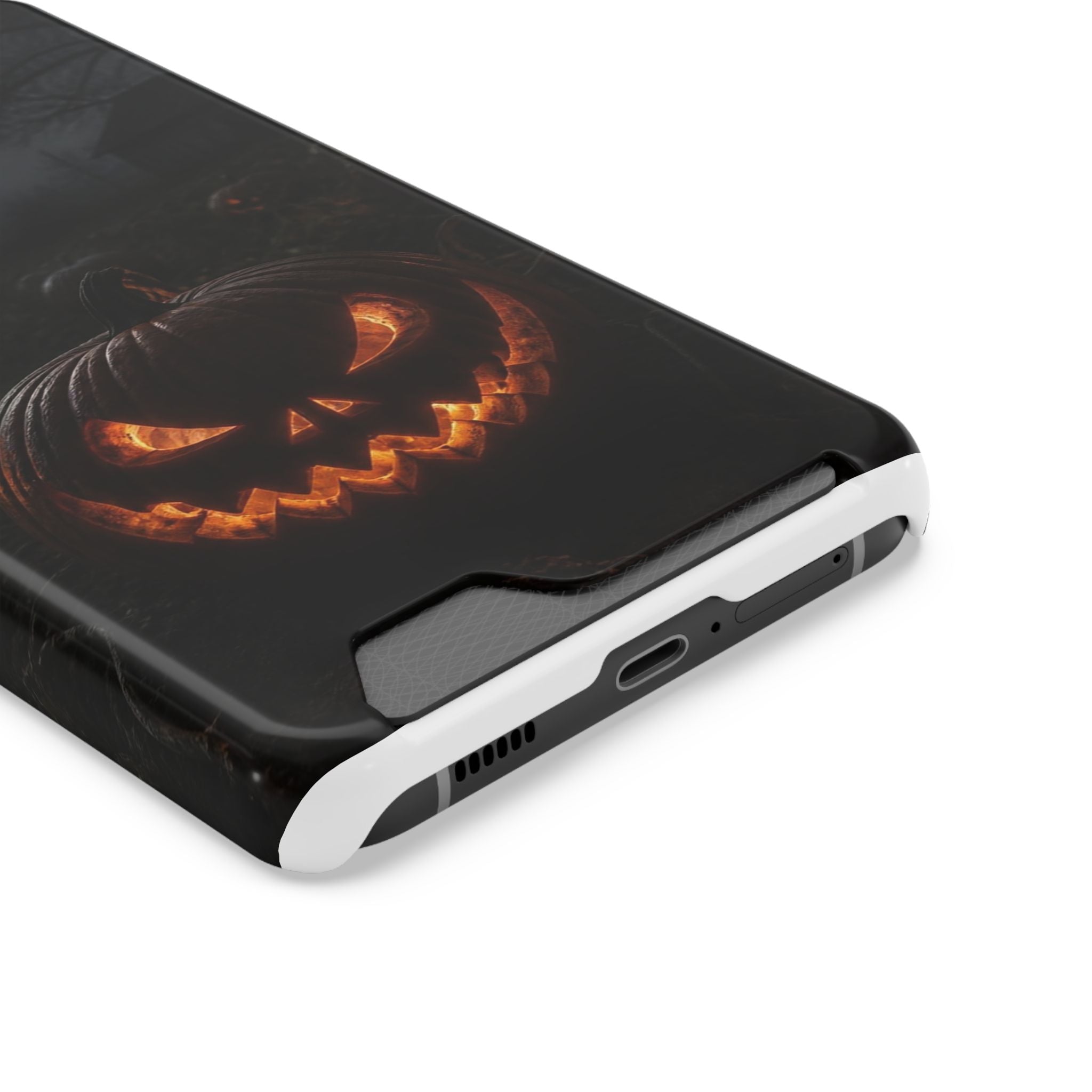 Jack-O'-Lantern Halloween Phone Card Case — Spooky Pumpkin Wallet Phone Case