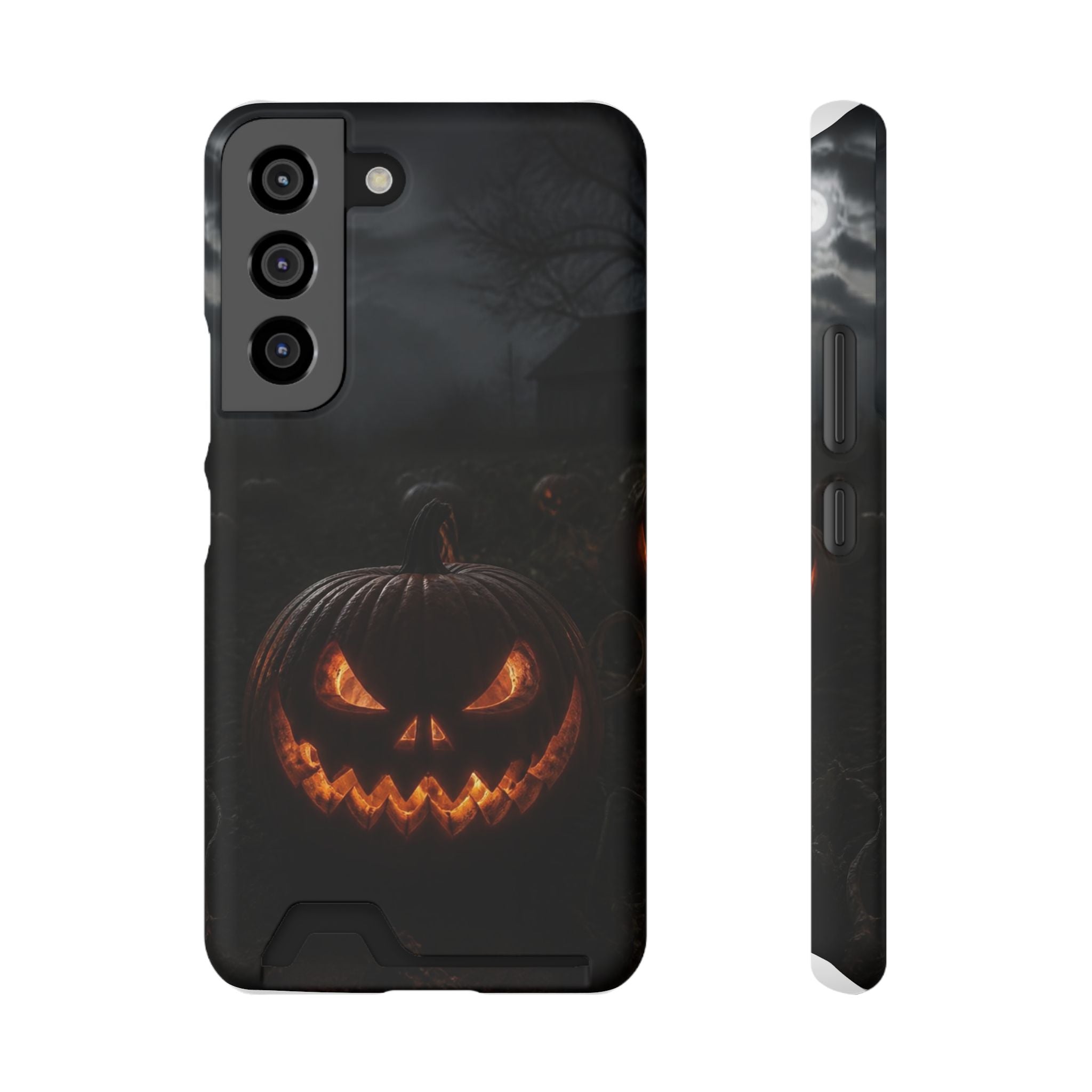 Jack-O'-Lantern Halloween Phone Card Case — Spooky Pumpkin Wallet Phone Case