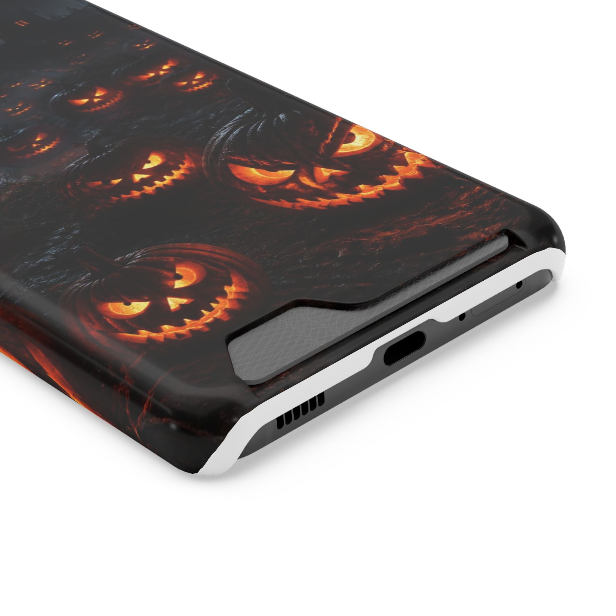 Halloween Jack-o'-Lantern Phone Card Case — Spooky Pumpkin Wallet Case