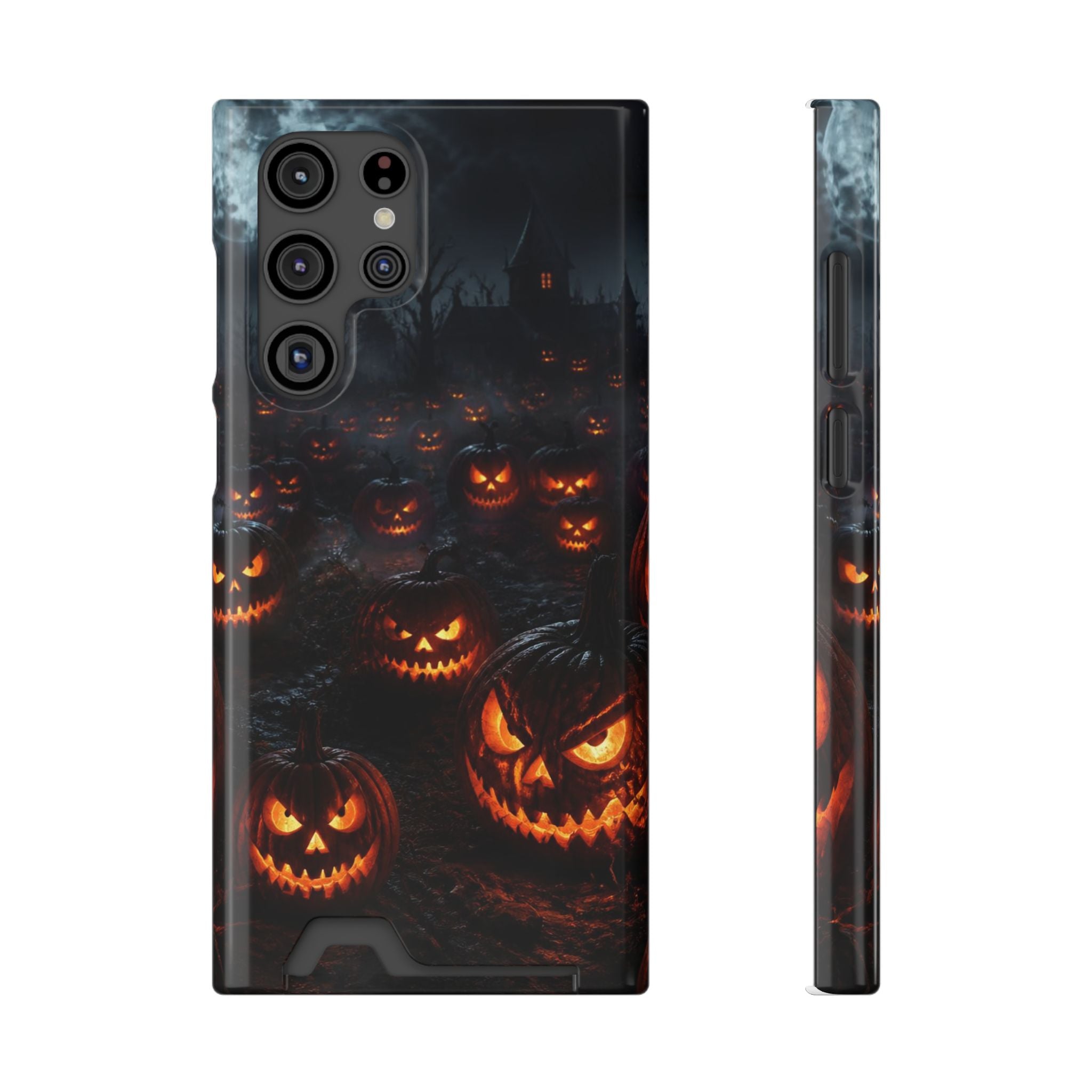 Halloween Jack-o'-Lantern Phone Card Case — Spooky Pumpkin Wallet Case