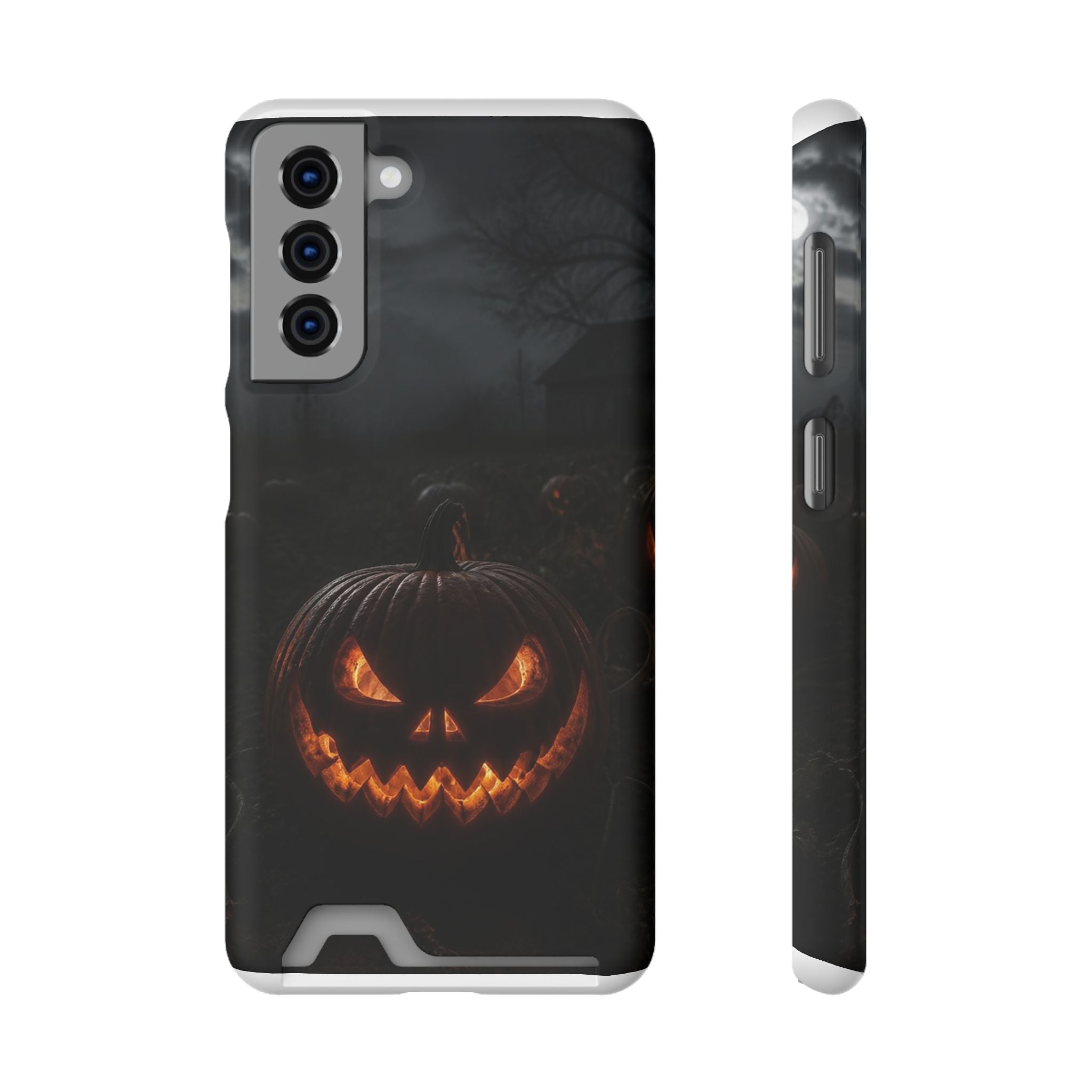 Jack-O'-Lantern Halloween Phone Card Case — Spooky Pumpkin Wallet Phone Case
