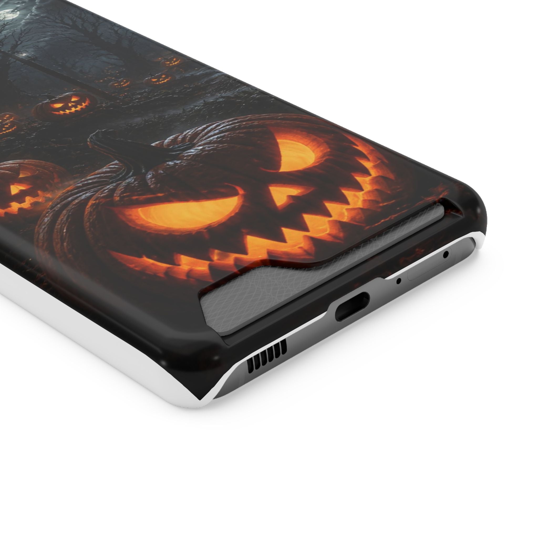 Halloween Jack-O'-Lantern Phone Card Case — Spooky Pumpkin Wallet Phone Case