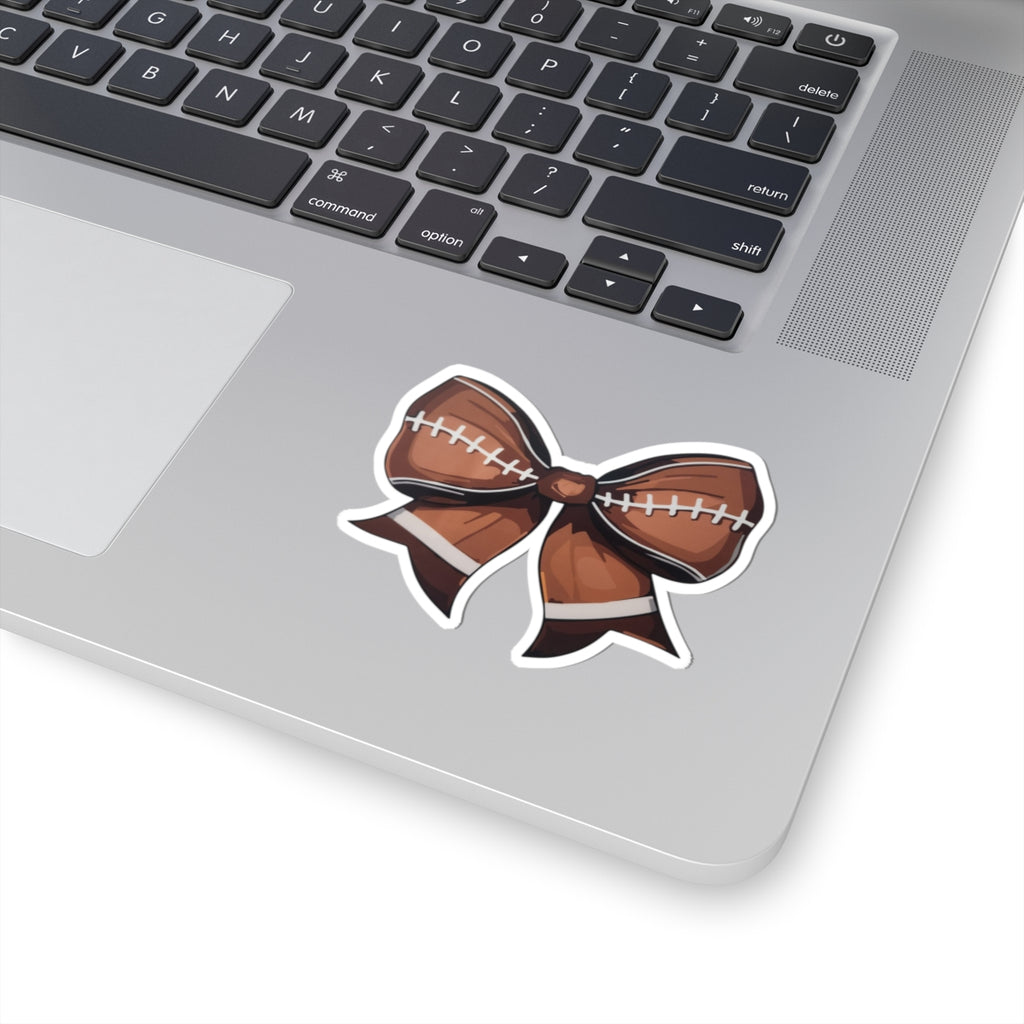 Football Bow Sticker — Kiss-Cut Sports Bow Decal for Laptops & Water Bottles