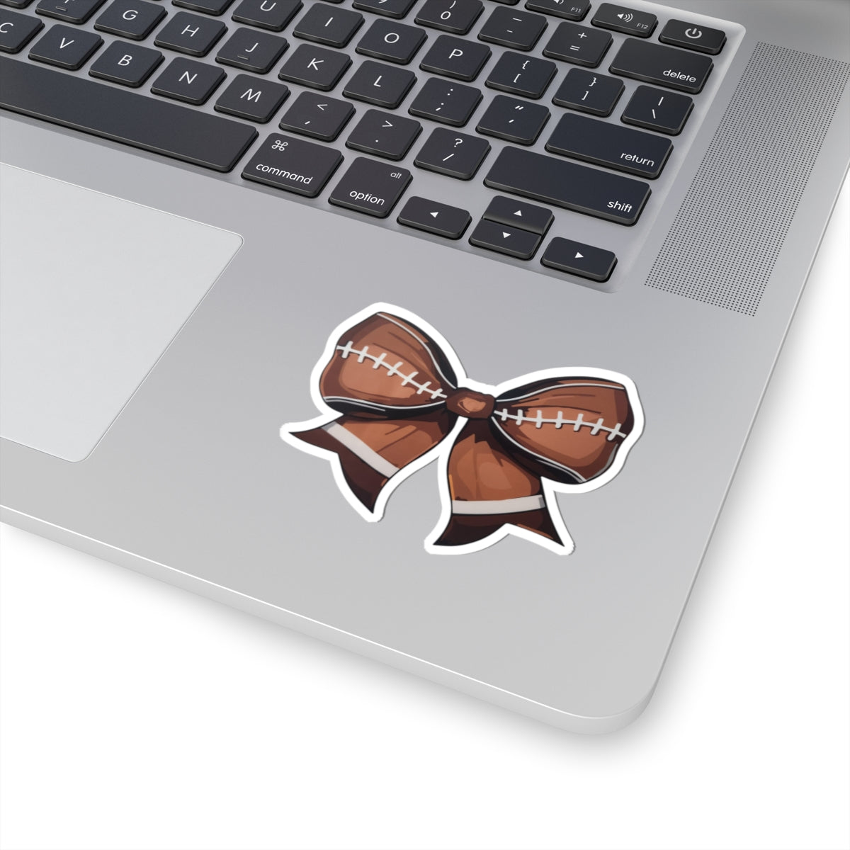 Football Bow Sticker — Kiss-Cut Sports Bow Decal for Laptops & Water Bottles