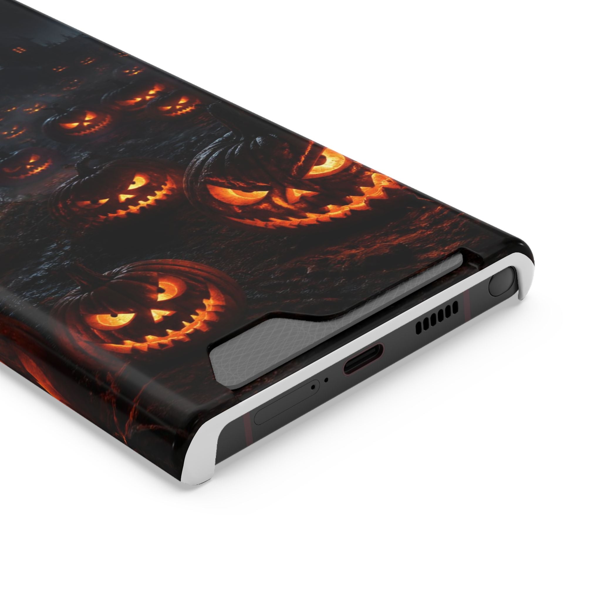 Halloween Jack-o'-Lantern Phone Card Case — Spooky Pumpkin Wallet Case