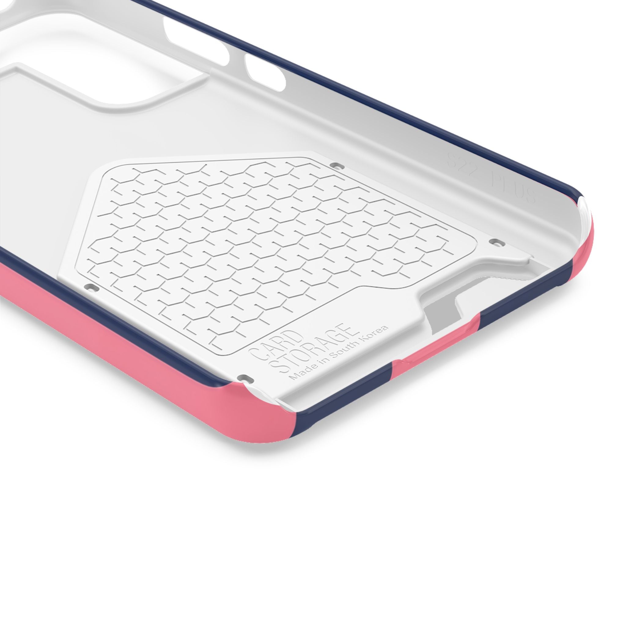 Dachshund Stripe Phone Case with Card Holder — Pink & Navy Cute Dog Wallet Case