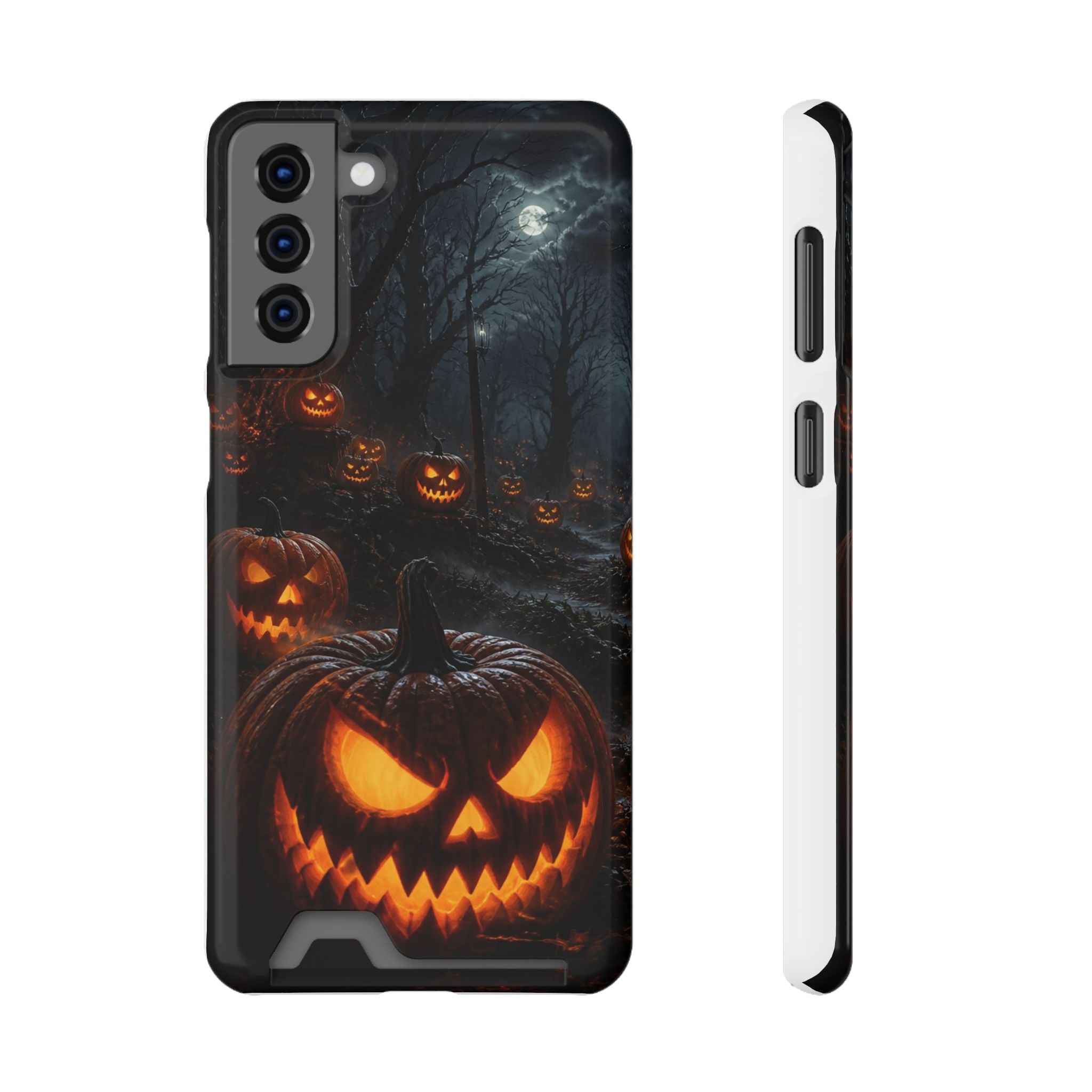 Halloween Jack-O'-Lantern Phone Card Case — Spooky Pumpkin Wallet Phone Case