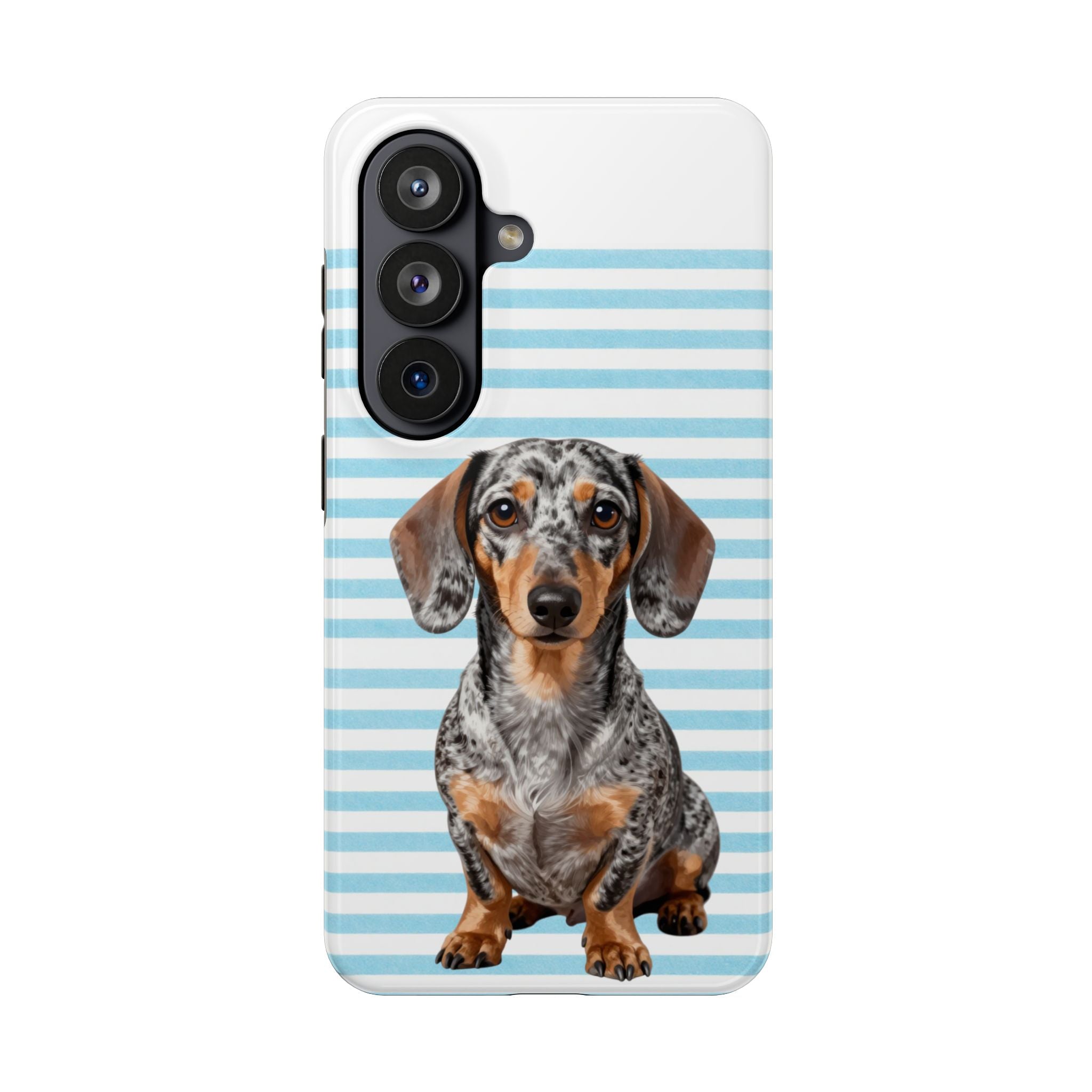 Dachshund Stripe Tough Phone Case — Cute Blue Striped Dog Phone Cover