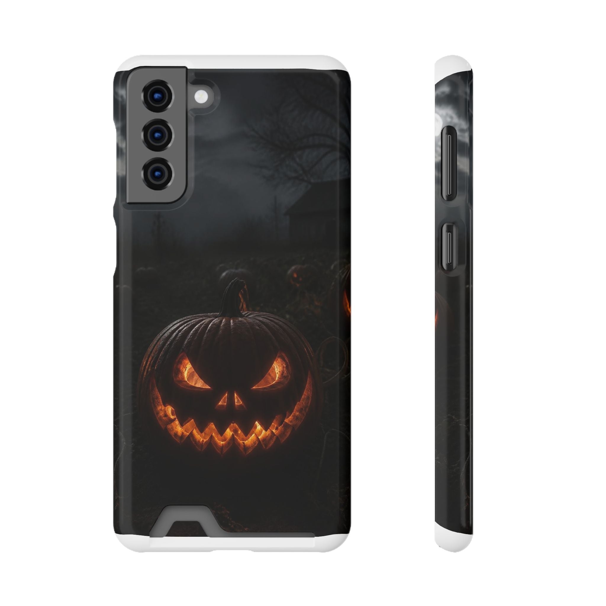 Jack-O'-Lantern Halloween Phone Card Case — Spooky Pumpkin Wallet Phone Case