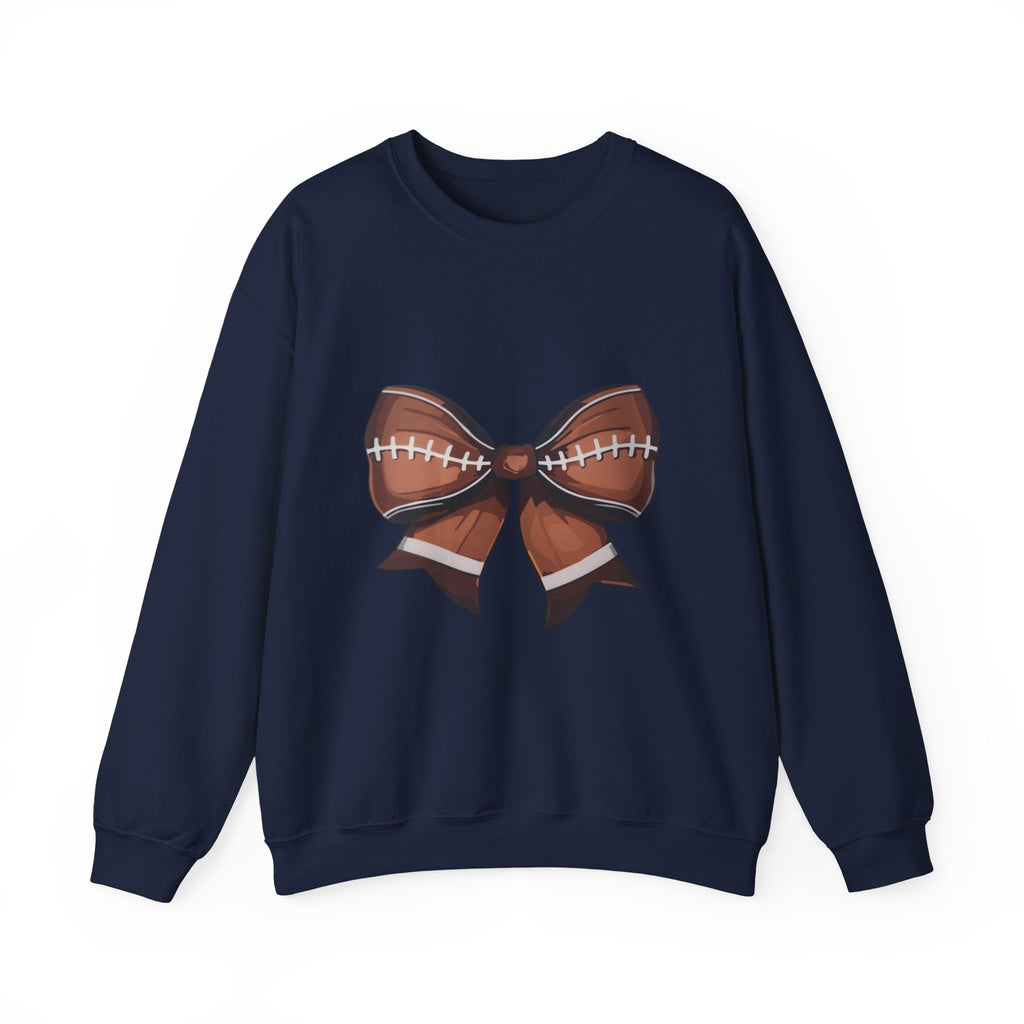Football Bow Sweatshirt - Cute Game Day Ribbon Crewneck for Fans