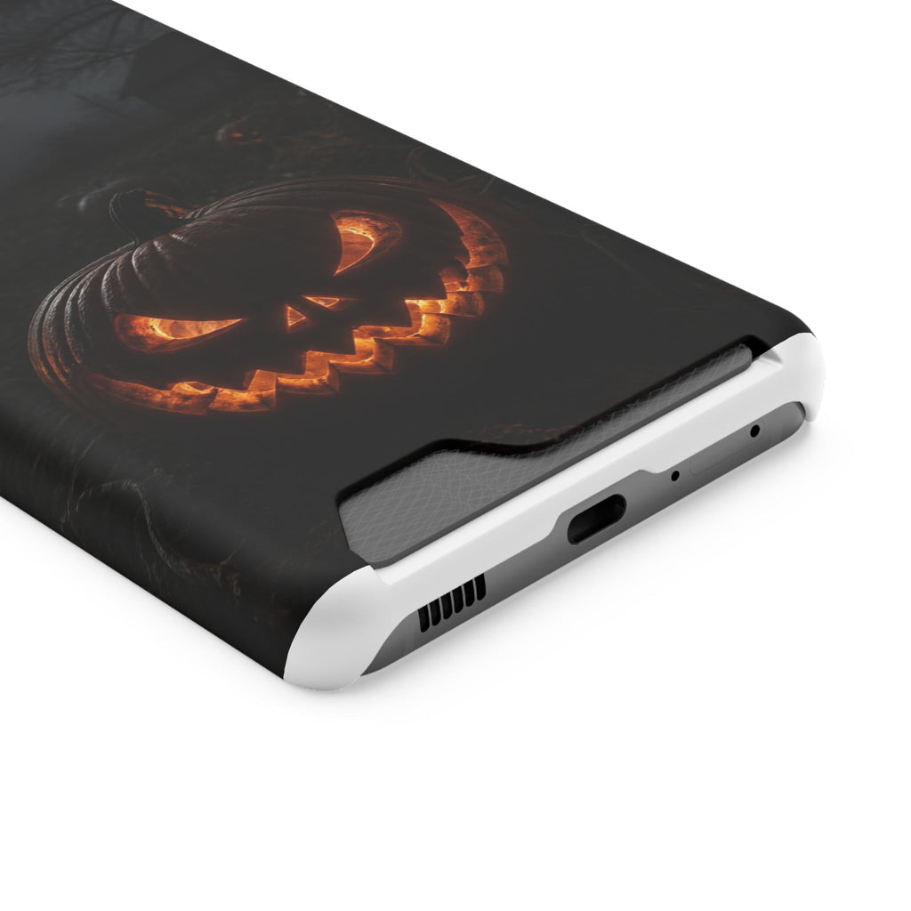Jack-O'-Lantern Halloween Phone Card Case — Spooky Pumpkin Wallet Phone Case