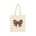 Football Bow Tote Bag — Game Day Canvas Grocery & Gift Tote