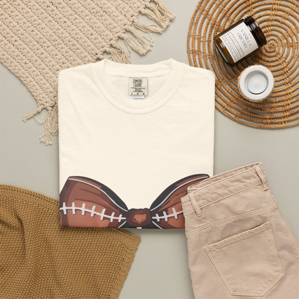 Football Bow T-Shirt — Game Day Sports Bow Graphic Tee