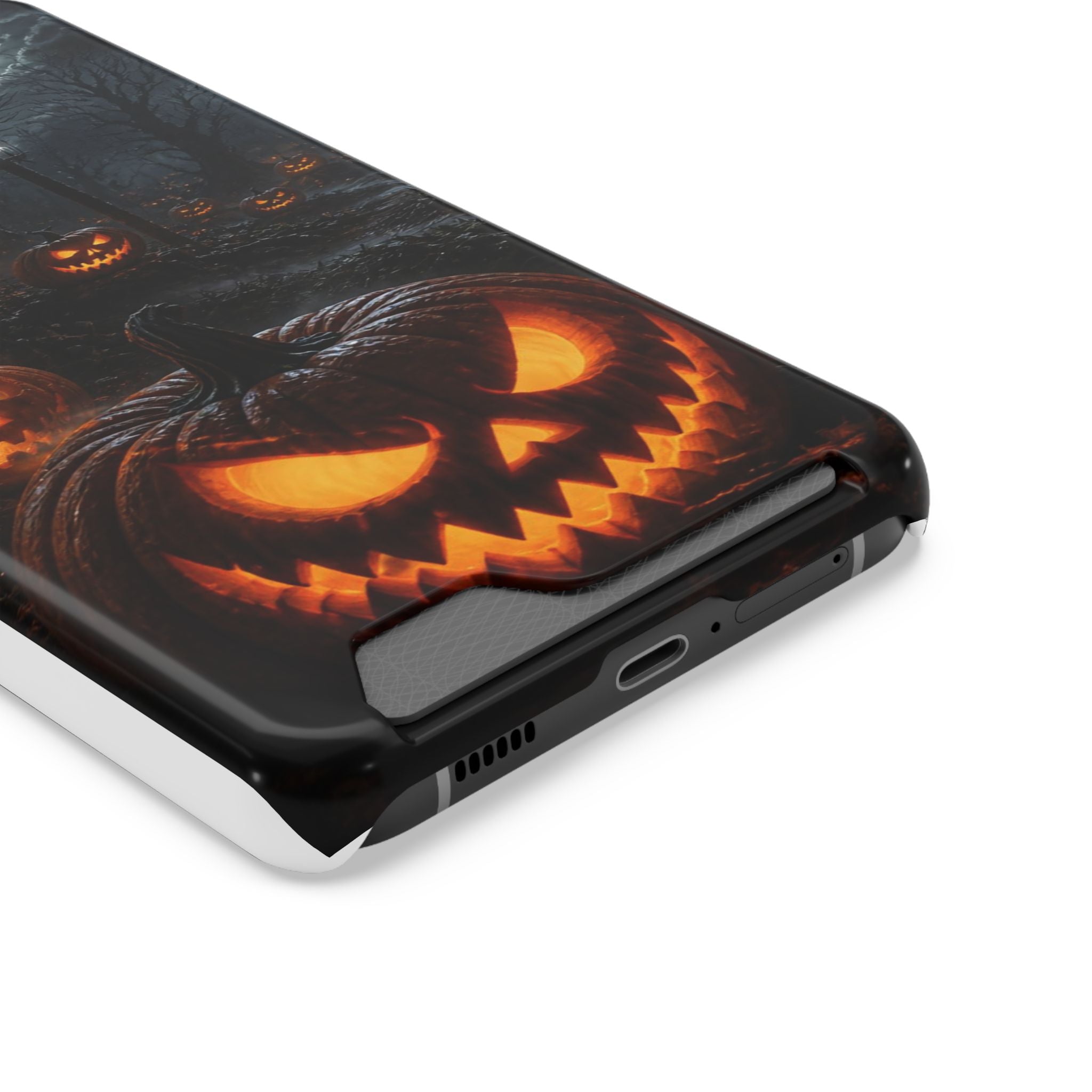 Halloween Jack-O'-Lantern Phone Card Case — Spooky Pumpkin Wallet Phone Case