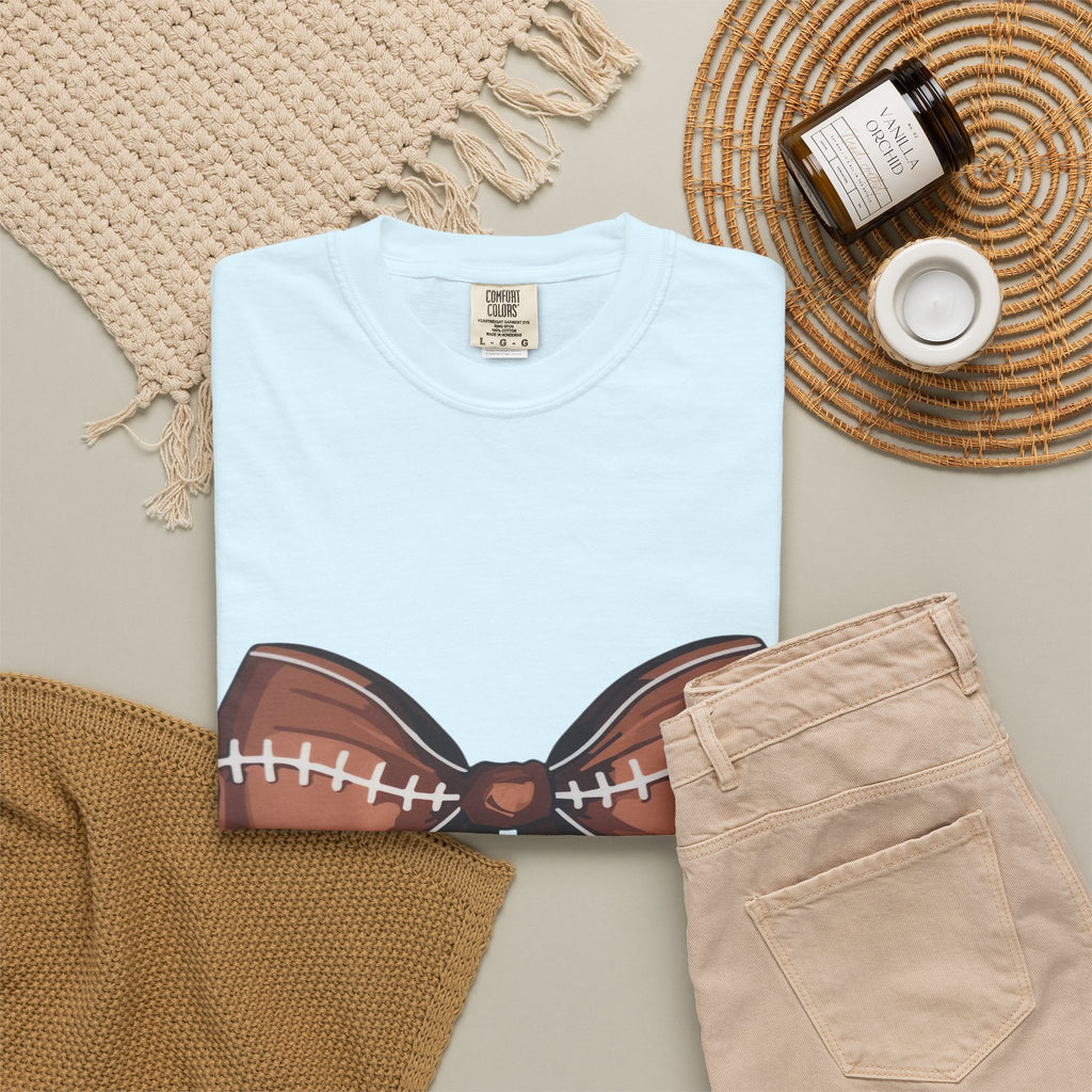 Football Bow T-Shirt — Game Day Sports Bow Graphic Tee