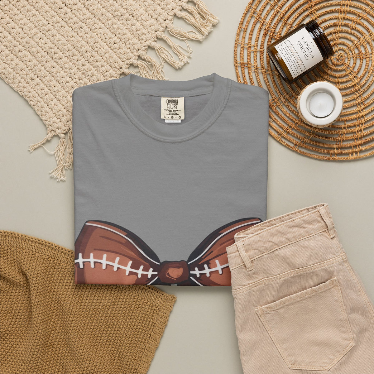 Football Bow T-Shirt — Game Day Sports Bow Graphic Tee