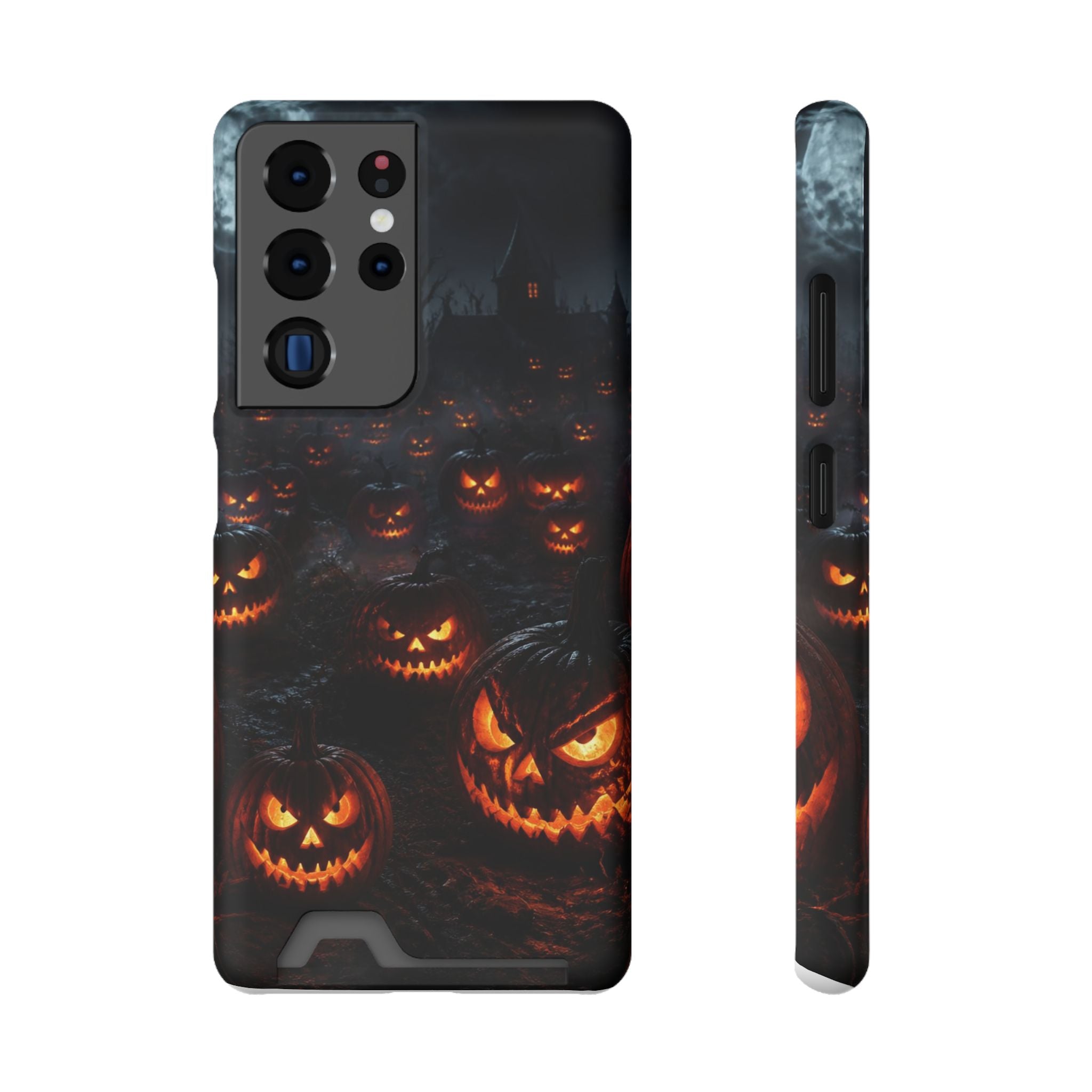 Halloween Jack-o'-Lantern Phone Card Case — Spooky Pumpkin Wallet Case