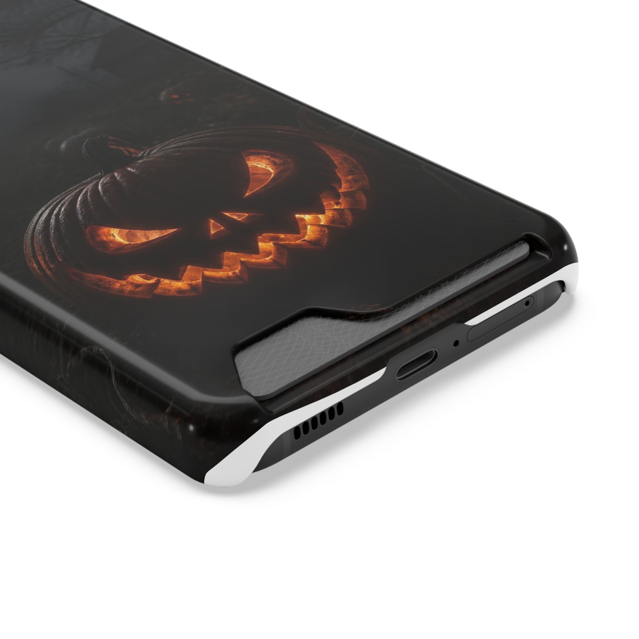 Jack-O'-Lantern Halloween Phone Card Case — Spooky Pumpkin Wallet Phone Case
