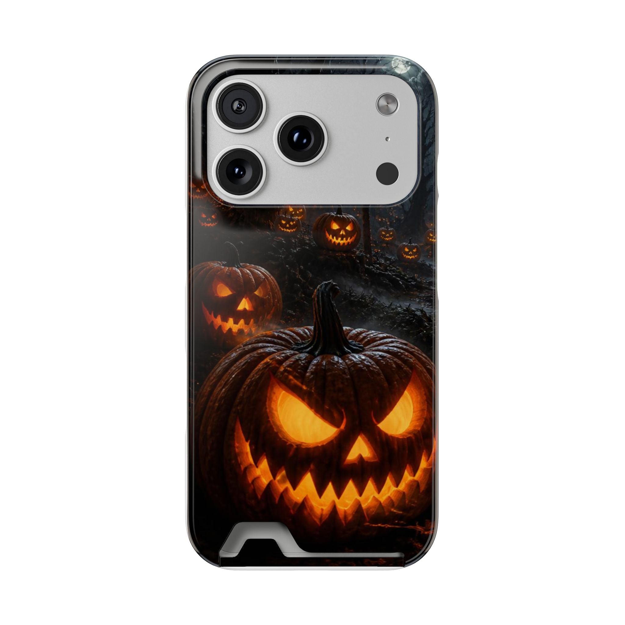 Halloween Jack-O'-Lantern Phone Card Case — Spooky Pumpkin Night Wallet Case