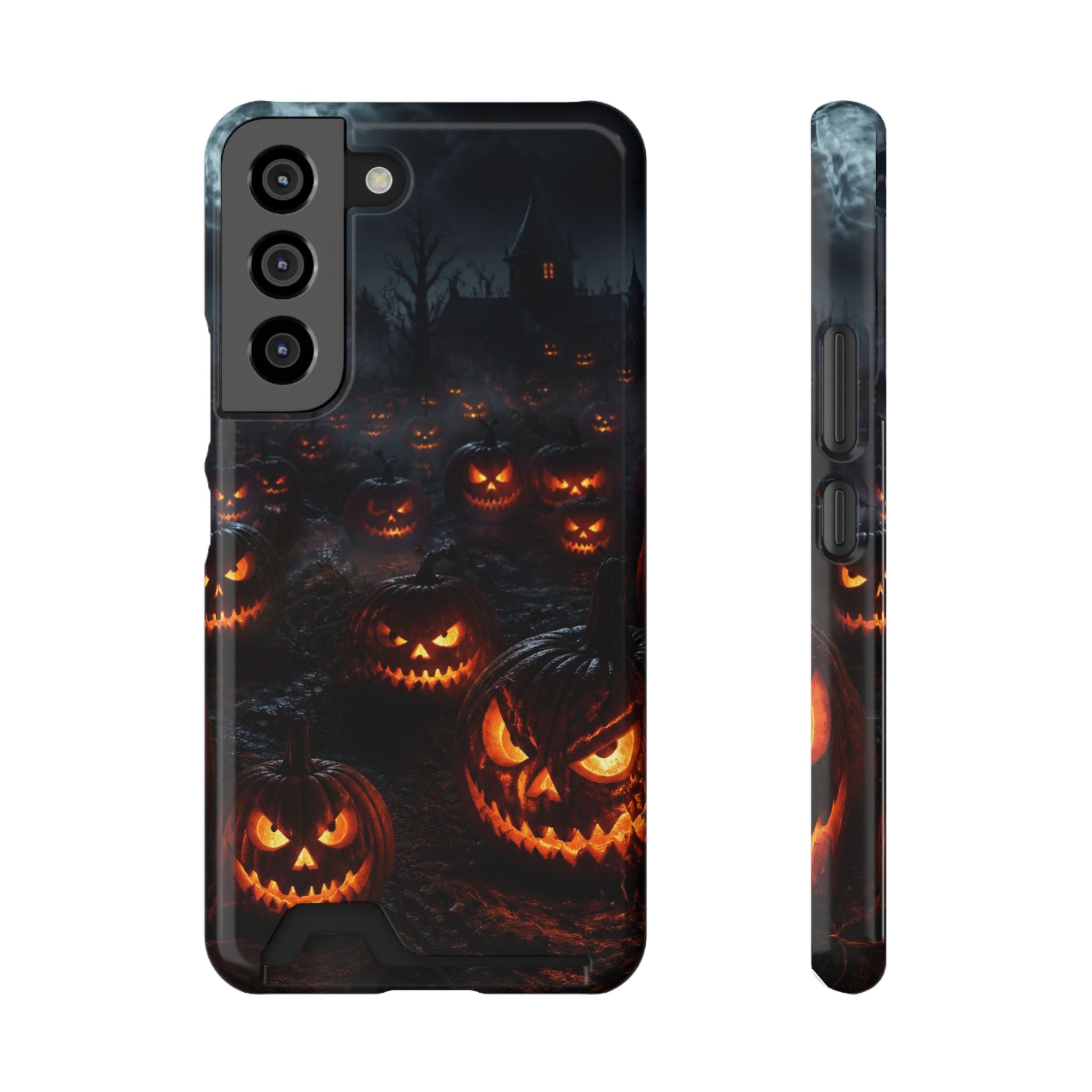 Halloween Jack-o'-Lantern Phone Card Case — Spooky Pumpkin Wallet Case