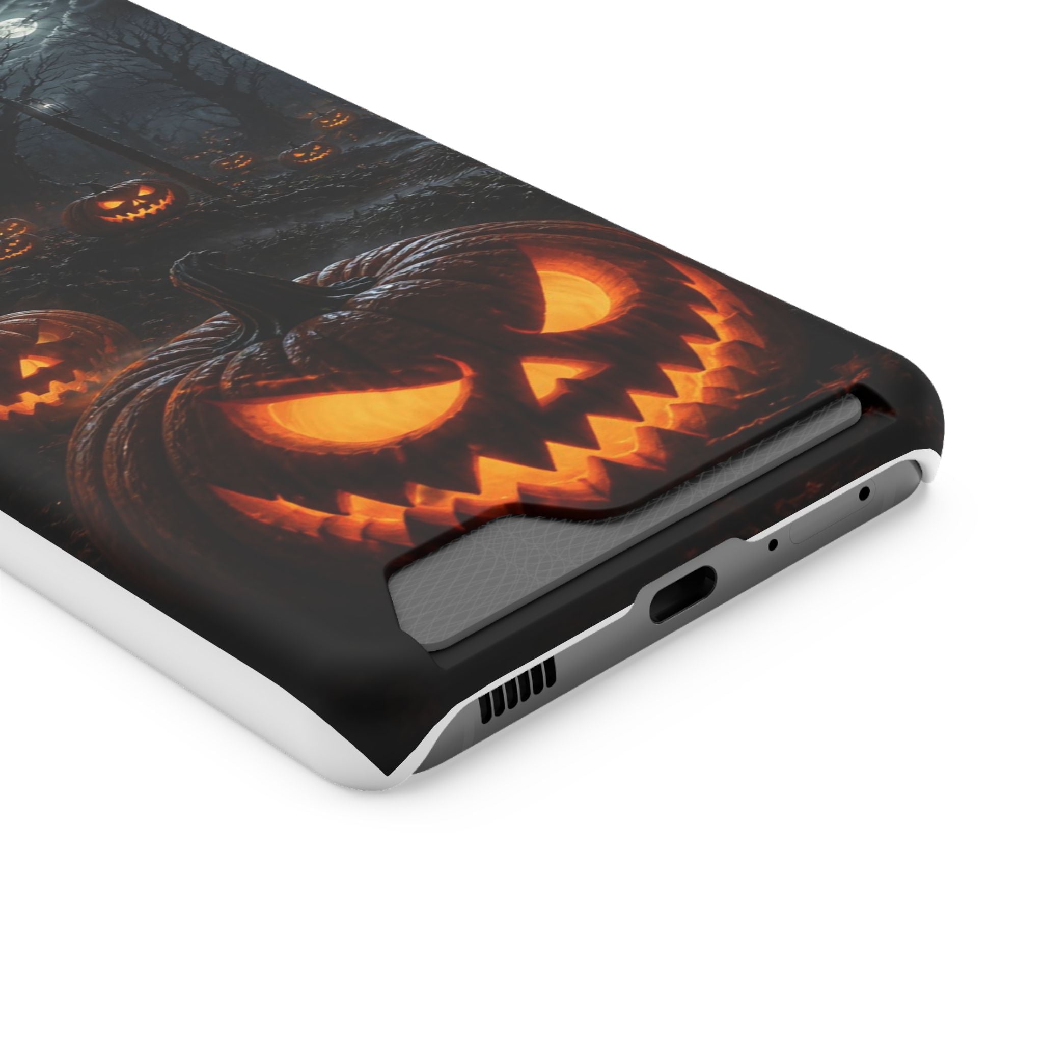 Halloween Jack-O'-Lantern Phone Card Case — Spooky Pumpkin Wallet Phone Case