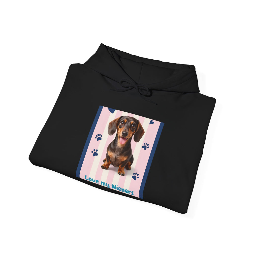 Dachshund “Love My Wieners” Hoodie – Cute Puppy Paw Print Sweatshirt