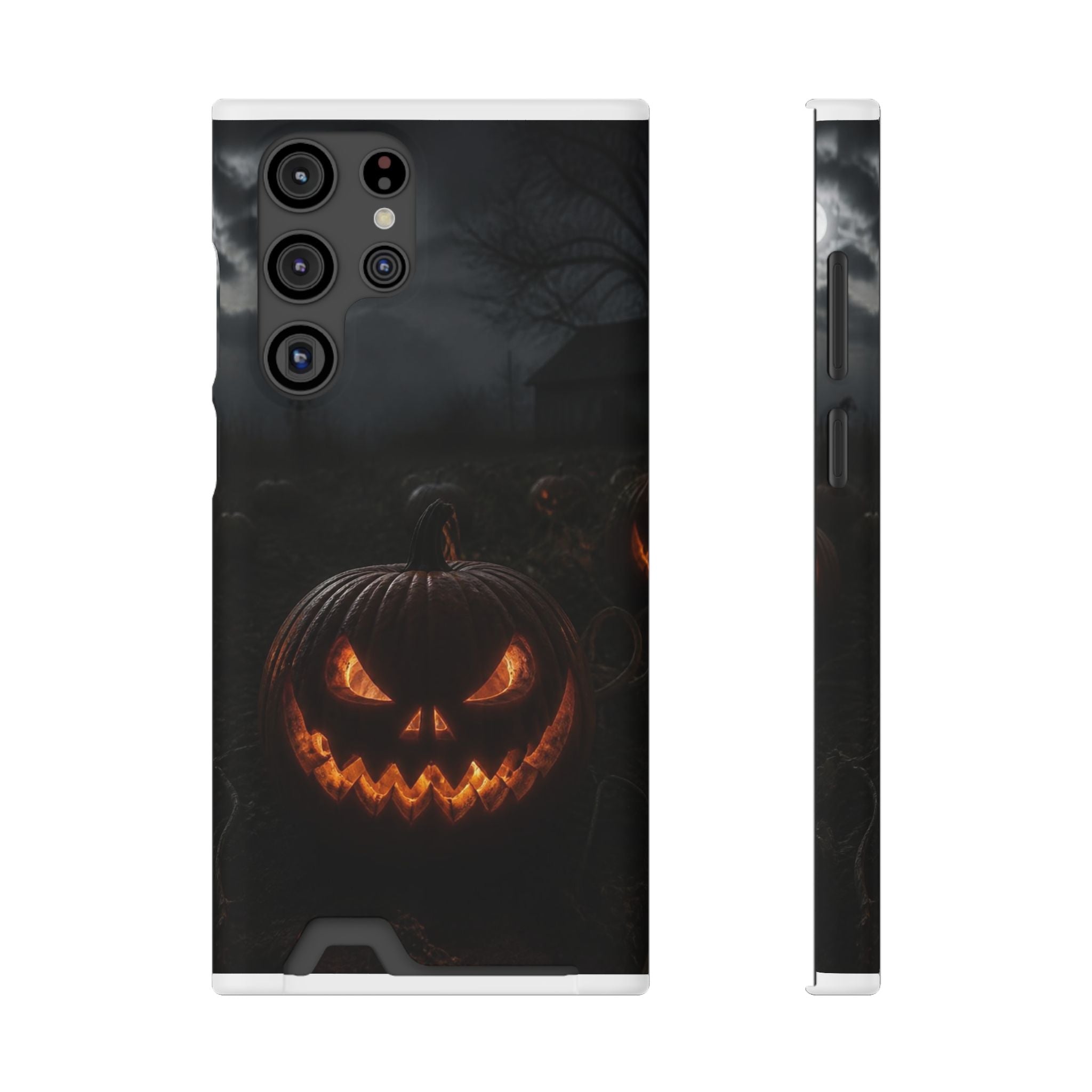 Jack-O'-Lantern Halloween Phone Card Case — Spooky Pumpkin Wallet Phone Case