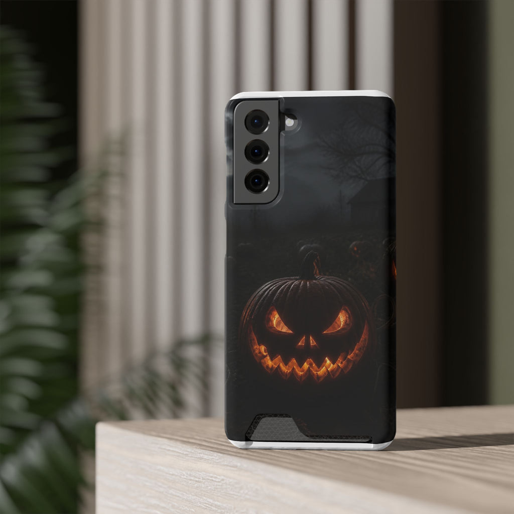 Jack-O'-Lantern Halloween Phone Card Case — Spooky Pumpkin Wallet Phone Case