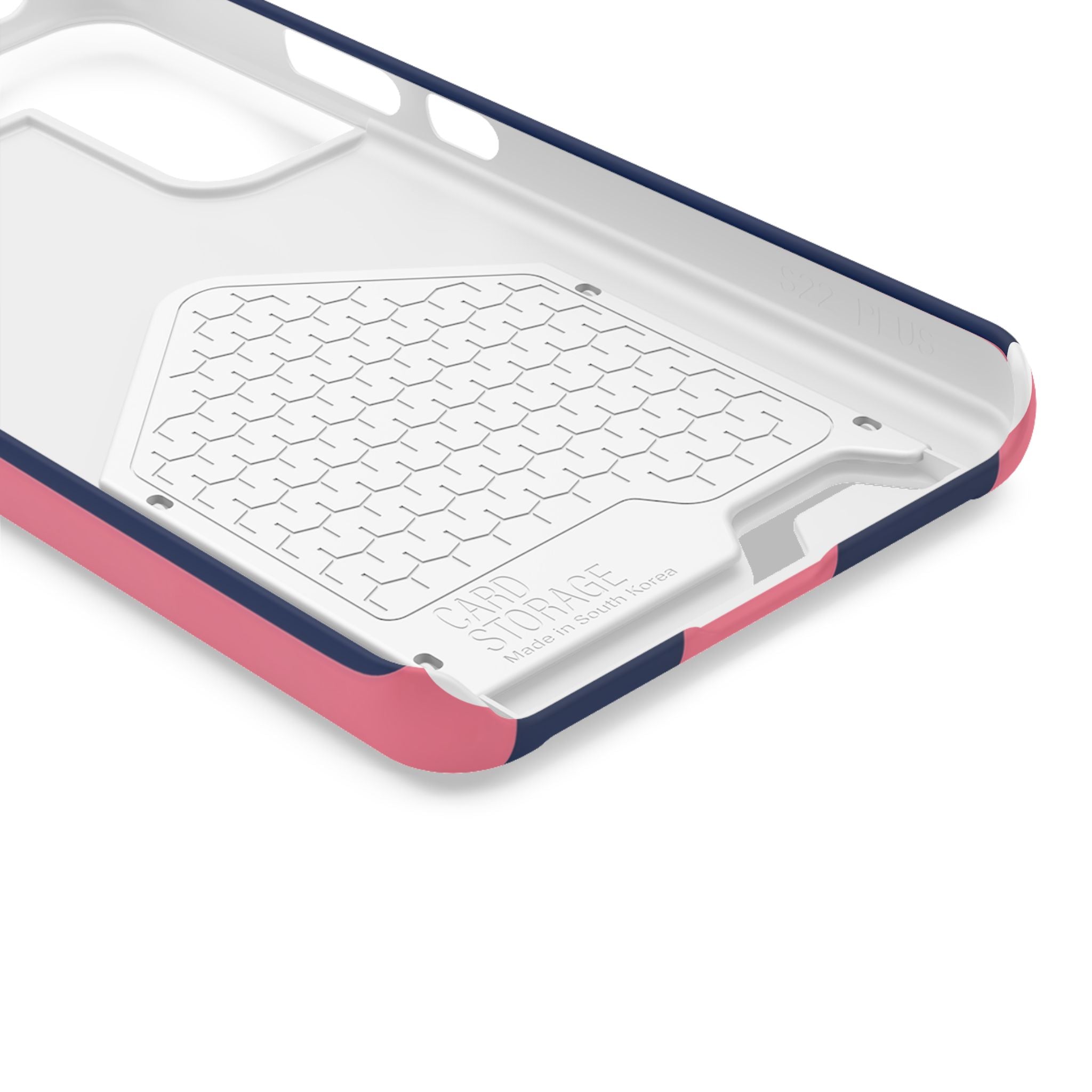 Dachshund Stripe Phone Case with Card Holder — Pink & Navy Cute Dog Wallet Case