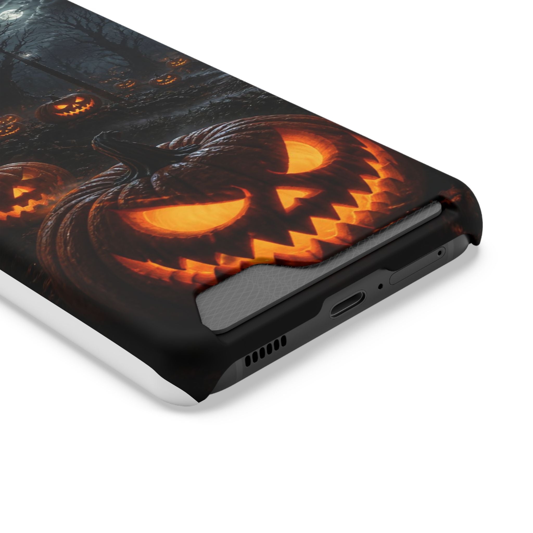 Halloween Jack-O'-Lantern Phone Card Case — Spooky Pumpkin Wallet Phone Case